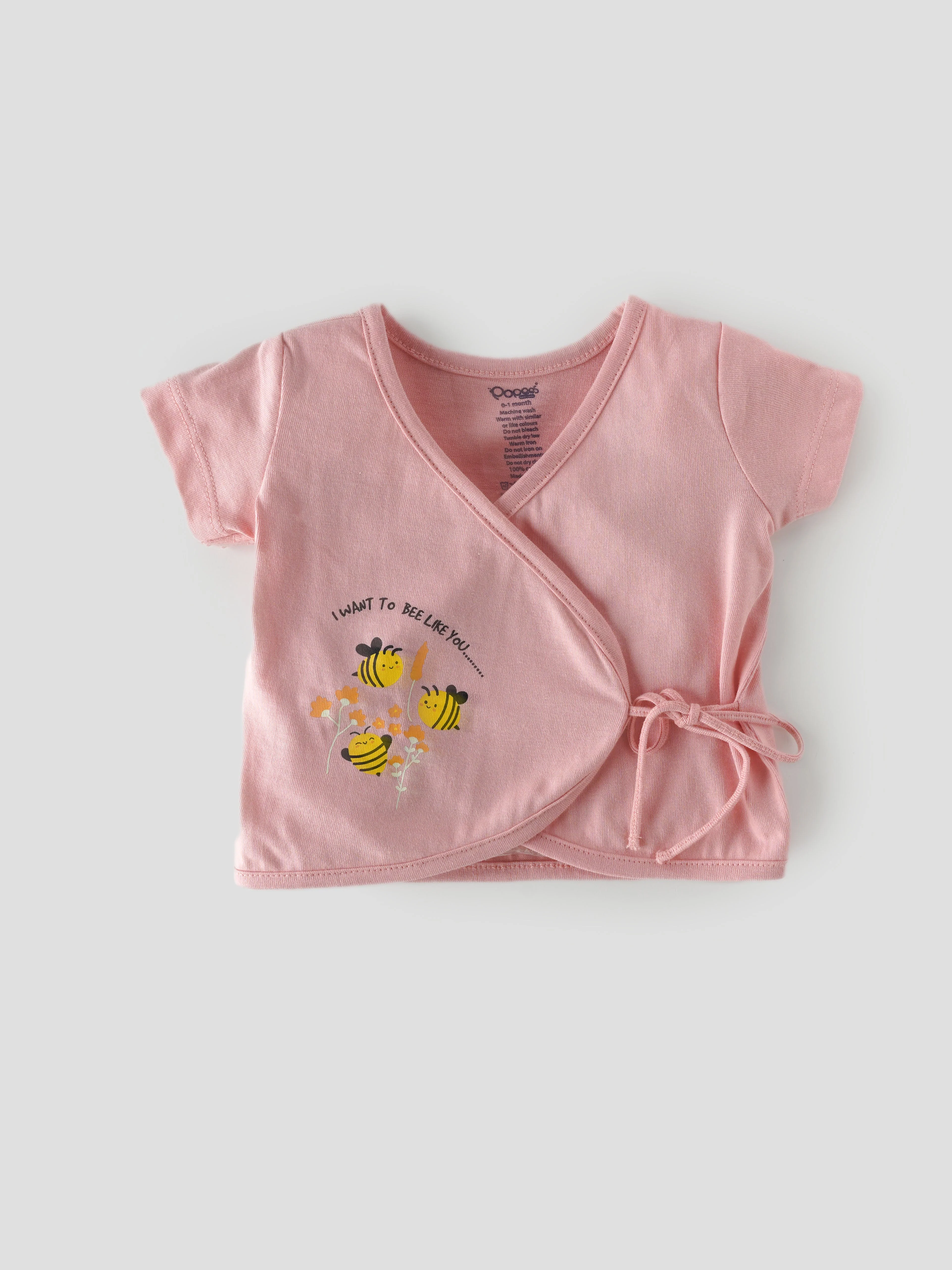 Popees Side Tie Jhabla Top (0–6 Months) for Newborn Girls