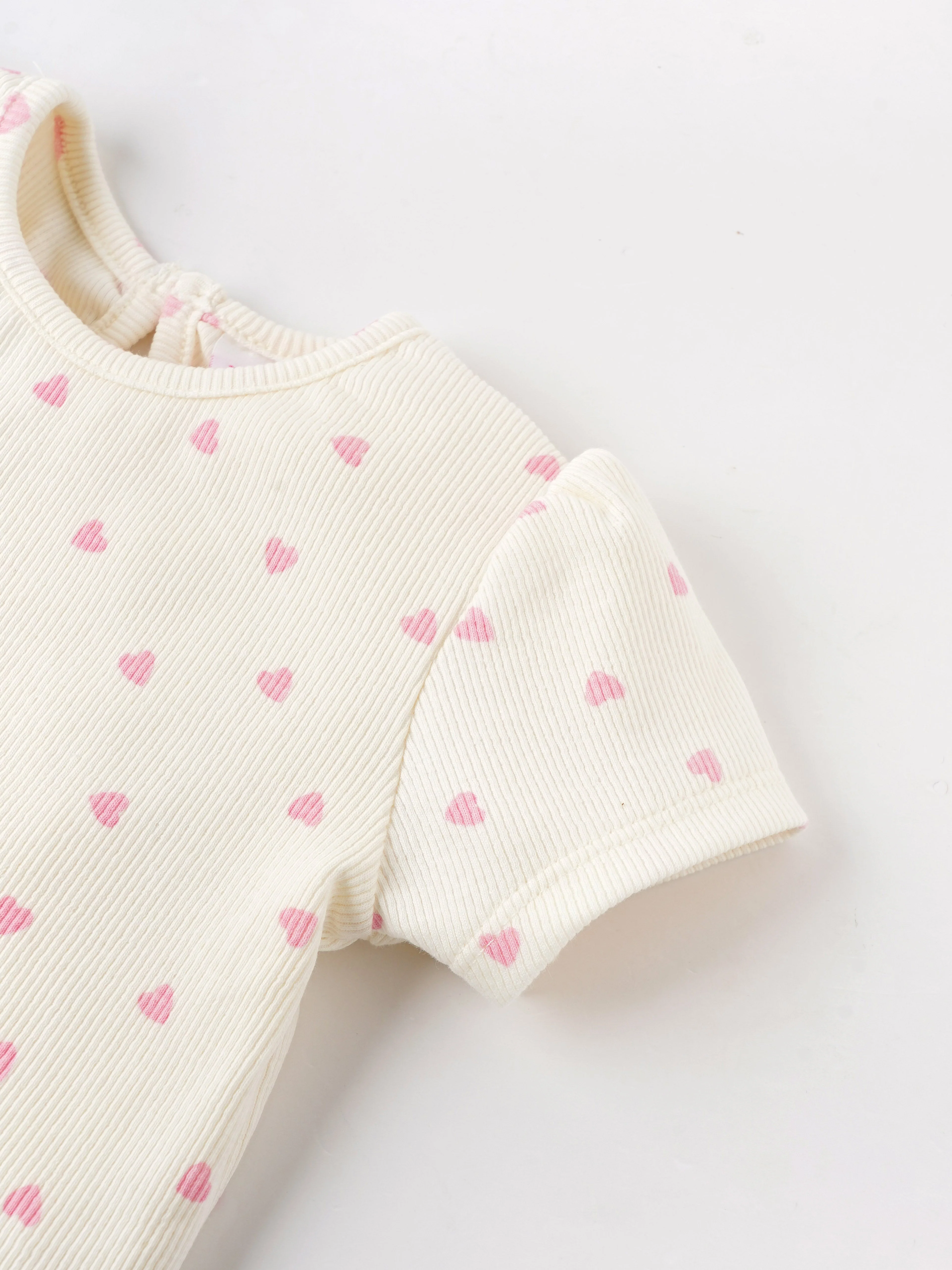 Popees Short Sleeve Heart Print Top (0-9 Months) for Baby Girls - Image 3