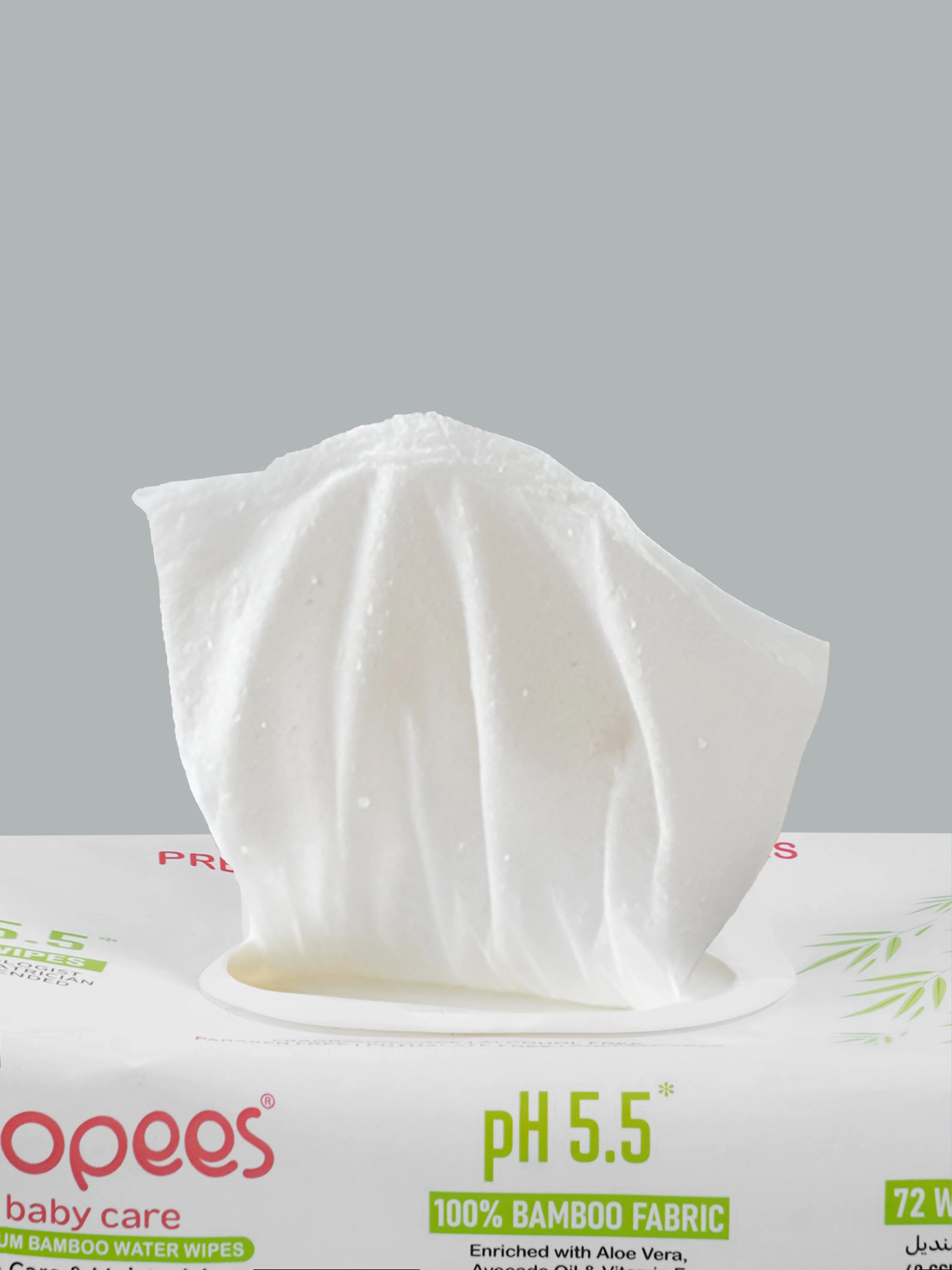 Popees Premium Bamboo Baby Wipes 100% Bamboo Fabric 99% Water & Aloe Vera Enriched Gentle, Safe & Eco-Friendly Care - Image 3