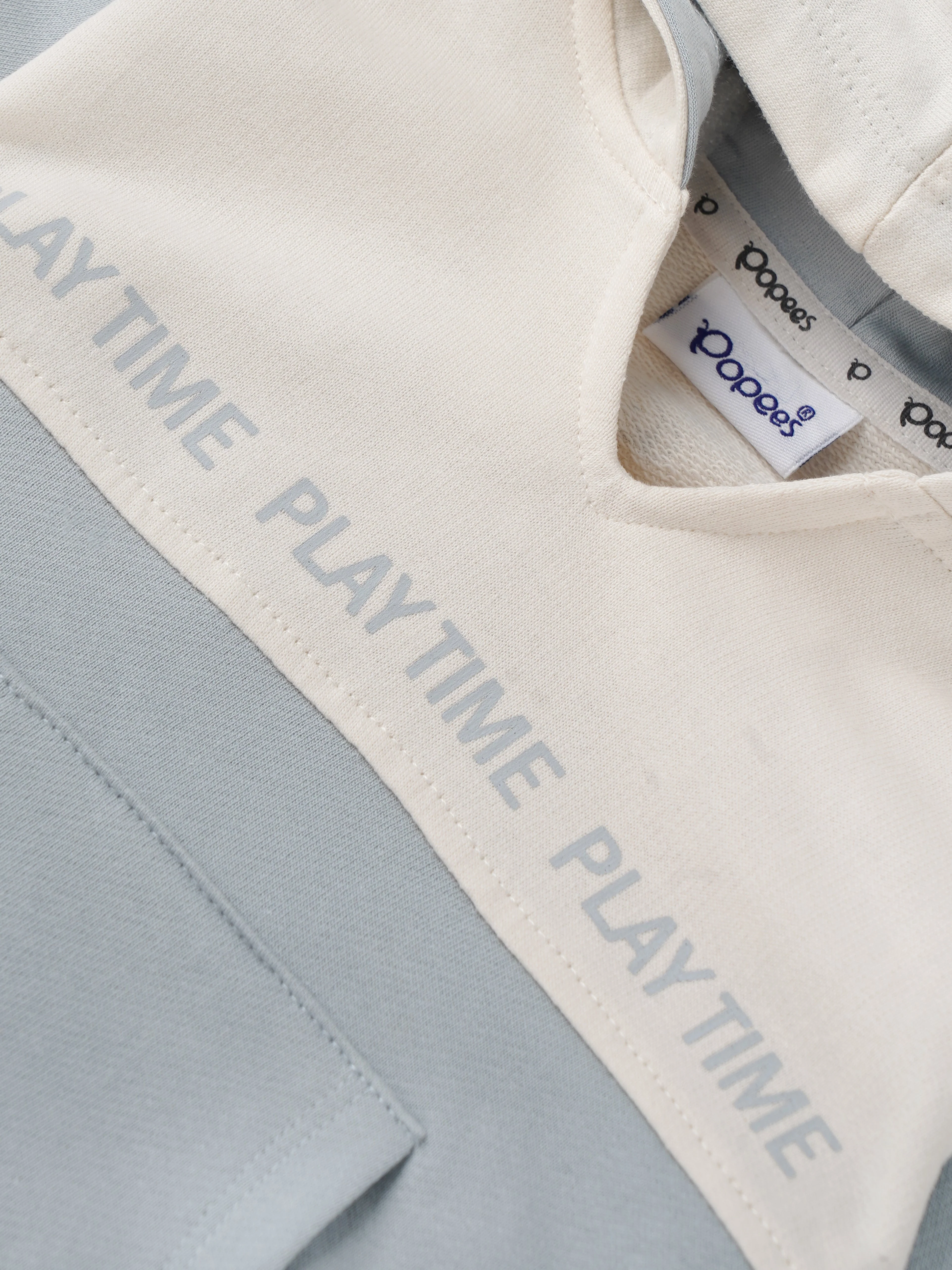 Popees Baby Boy Hooded Sweatshirt| Blue & Cream| 3-24 Months - Image 4