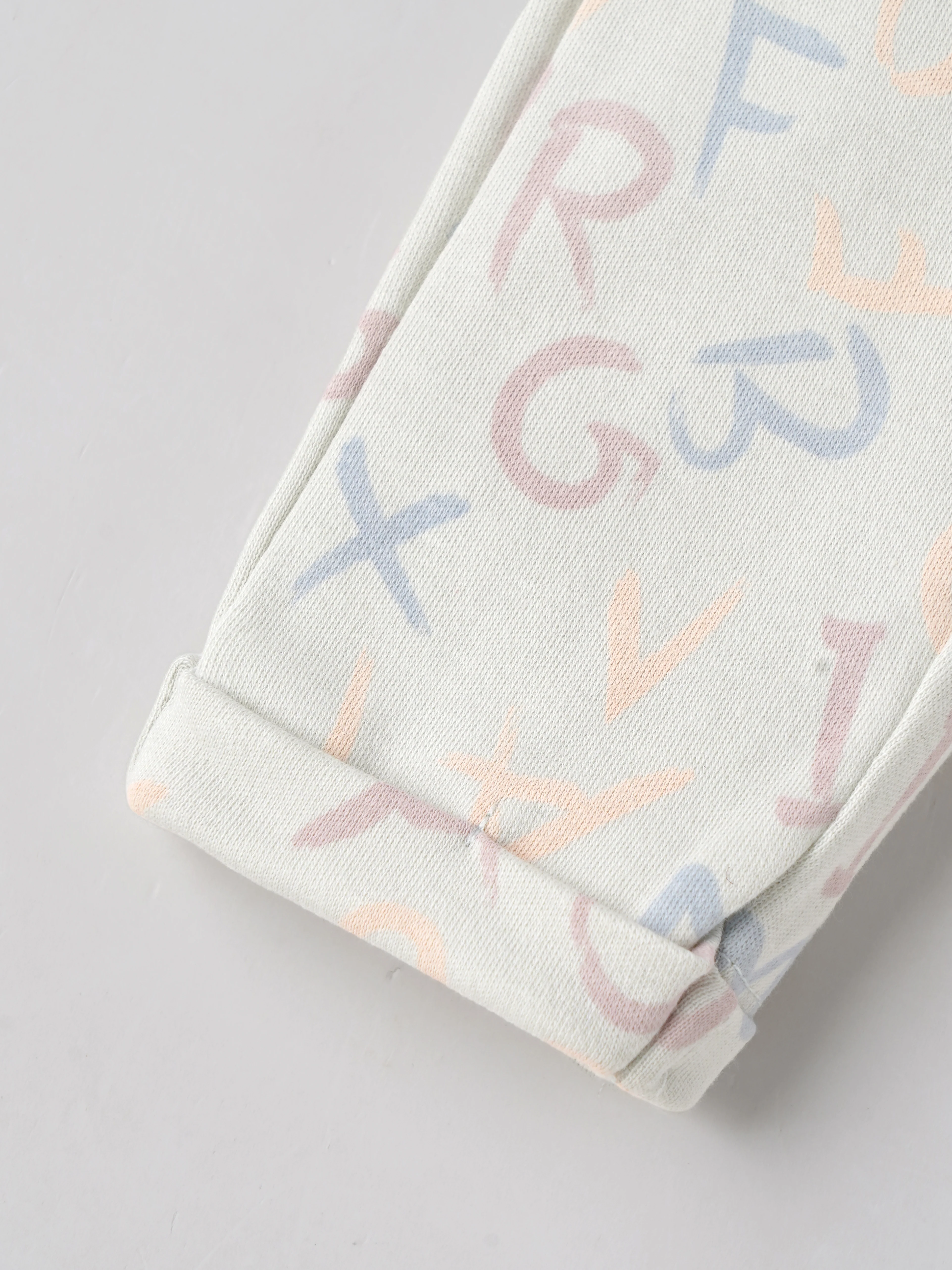 Popees Baby Boys Printed Cotton Pants | White with Pastel Alphabet Print Casual Bottom Wear | NB-9 Months - Image 4