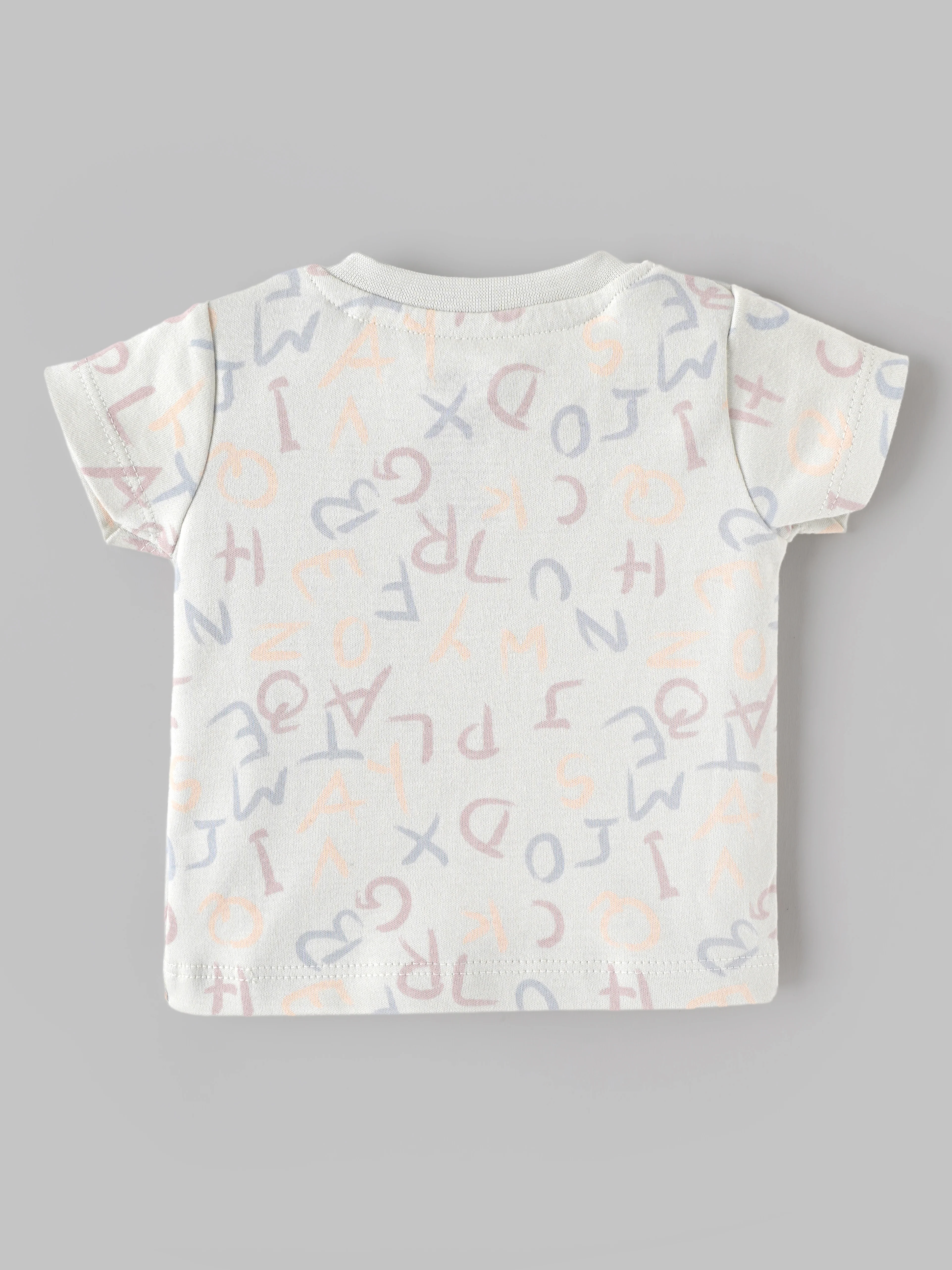 Popees Baby Boys Alphabet Print Cotton T-Shirt | Half Sleeve Round Neck Tee for Newborns & Infants | 0-9 Months - Image 2
