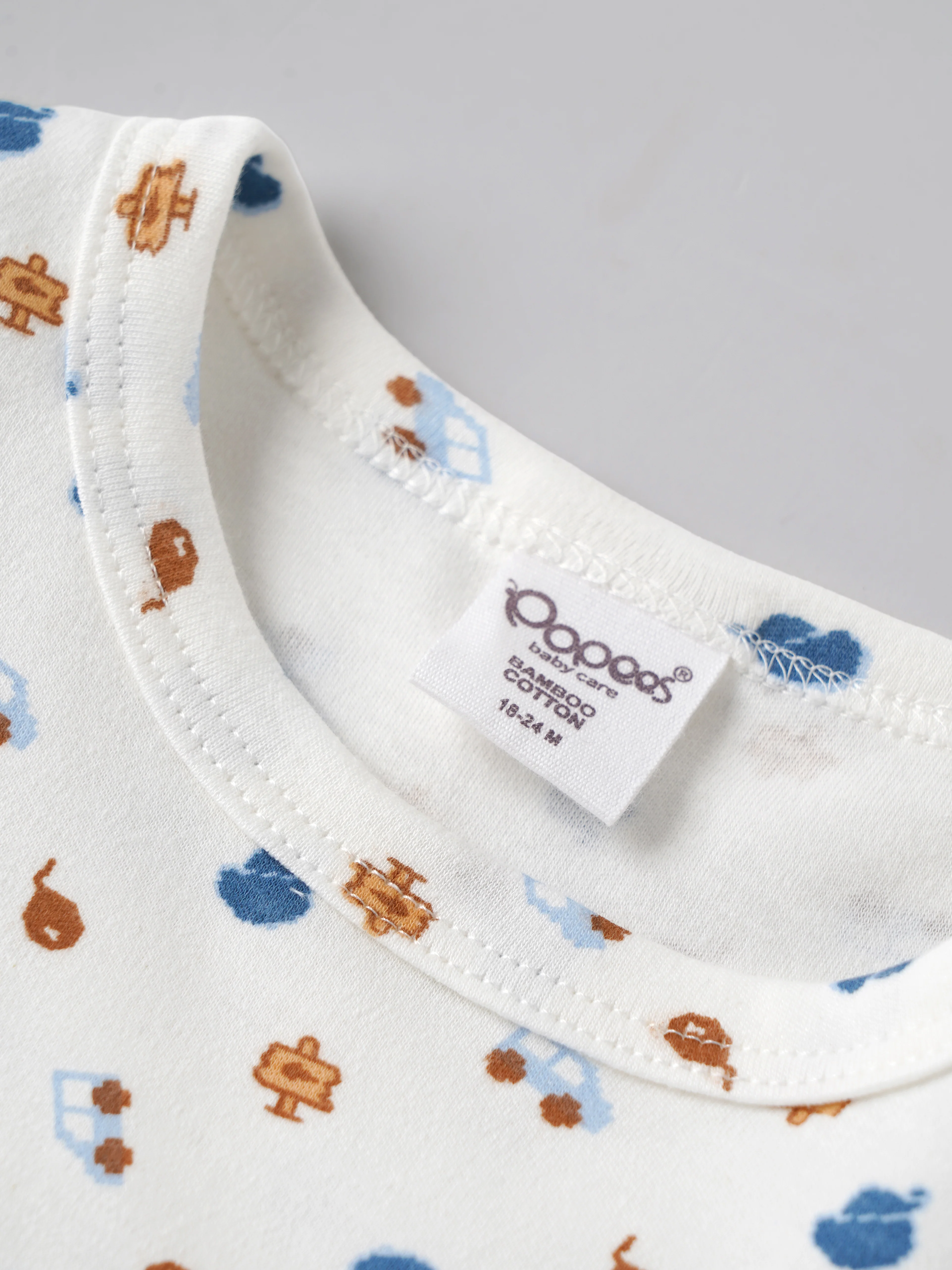 Popees Baby Boys Bamboo Cotton Printed T-Shirt | Soft & Breathable Full Sleeve Round Neck Tee | White Everyday Wear Top (3–24 Months) - Image 3