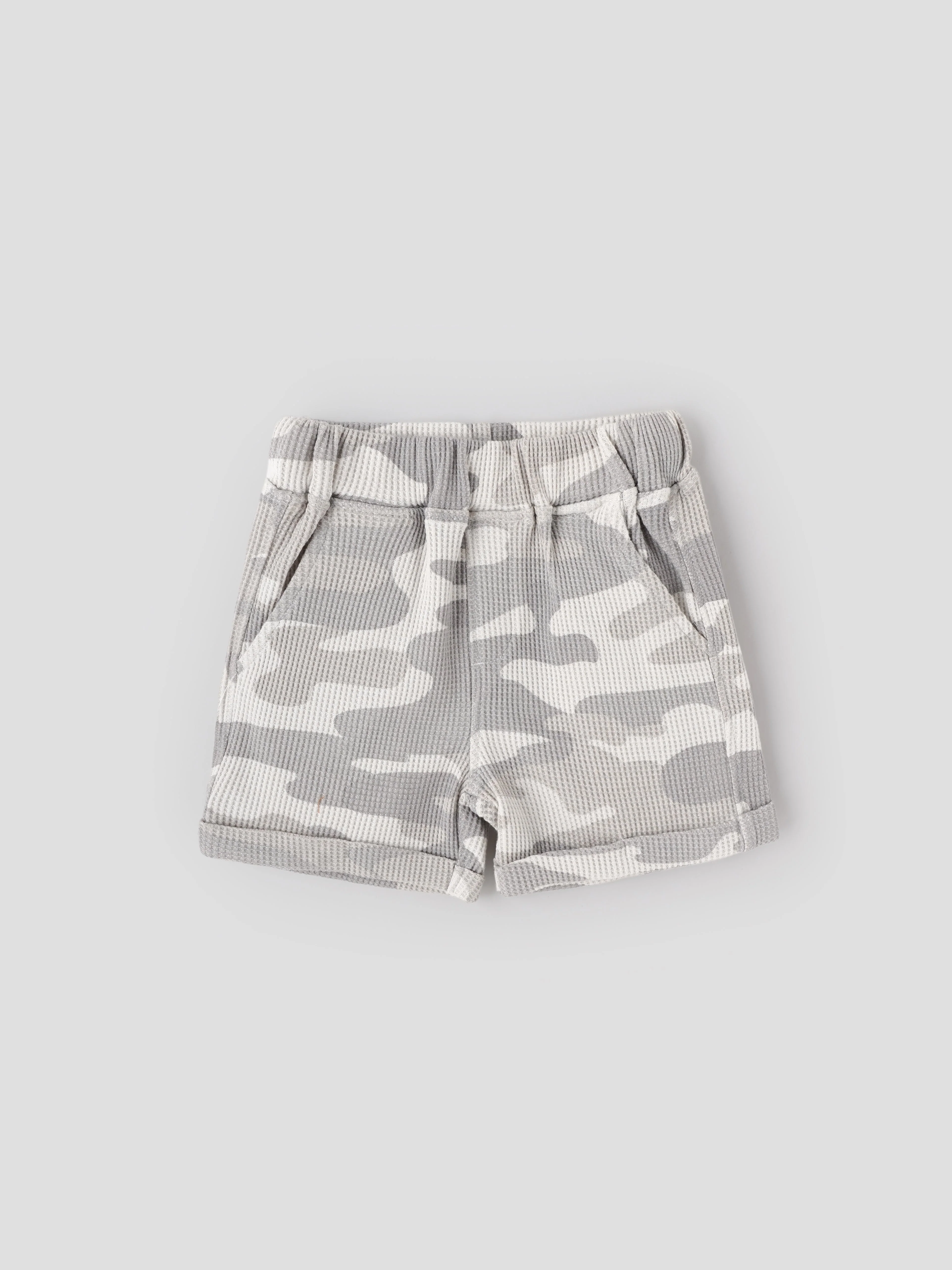 Popees Baby Boys Cap Sleeves Cotton Hooded Top & Shorts Set| Grey| 3-24 Months - Image 2