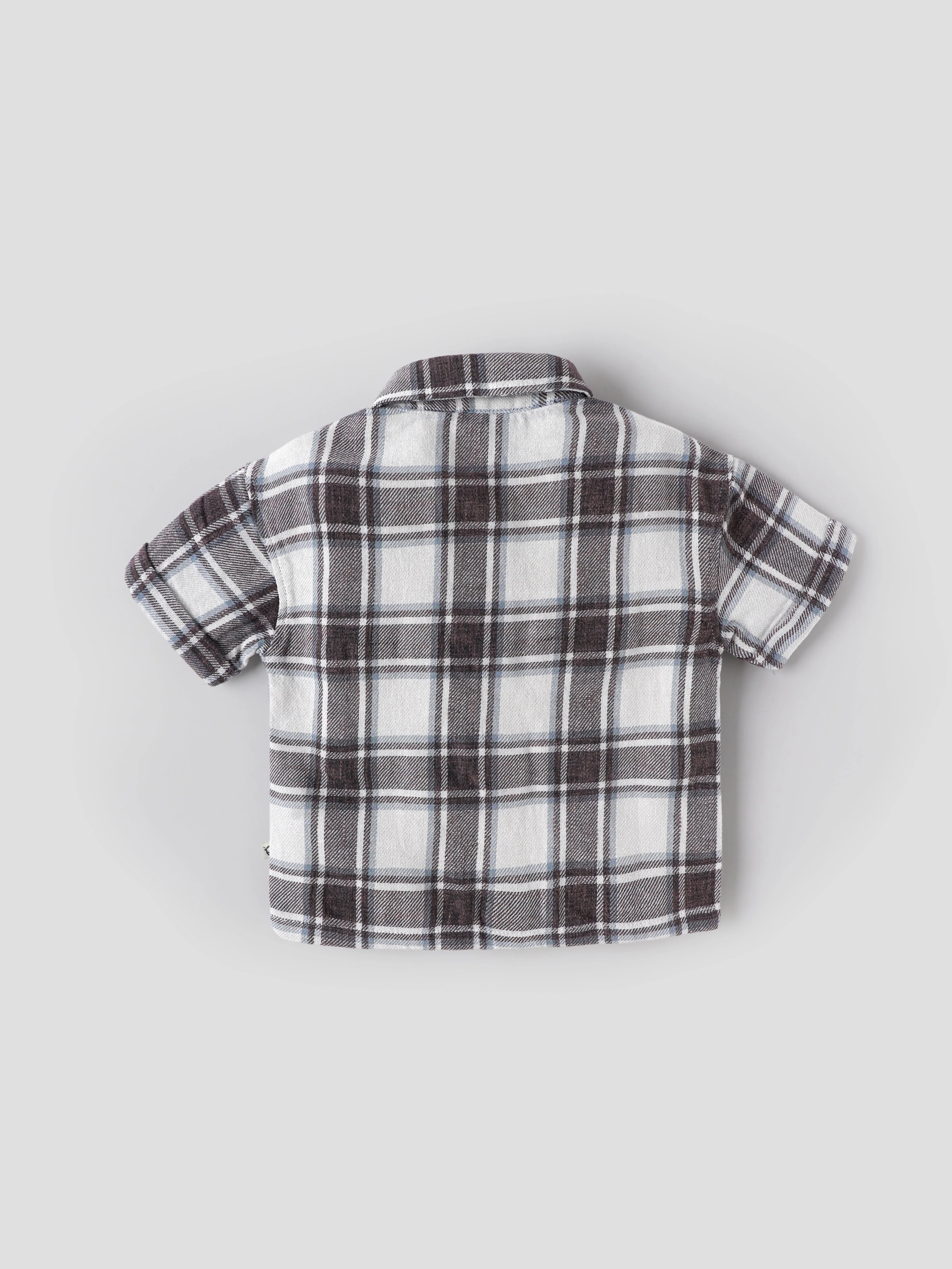 Popees Baby Boys Checked Cotton Shirt | Short Sleeve Plaid | 9M–4Y - Image 2