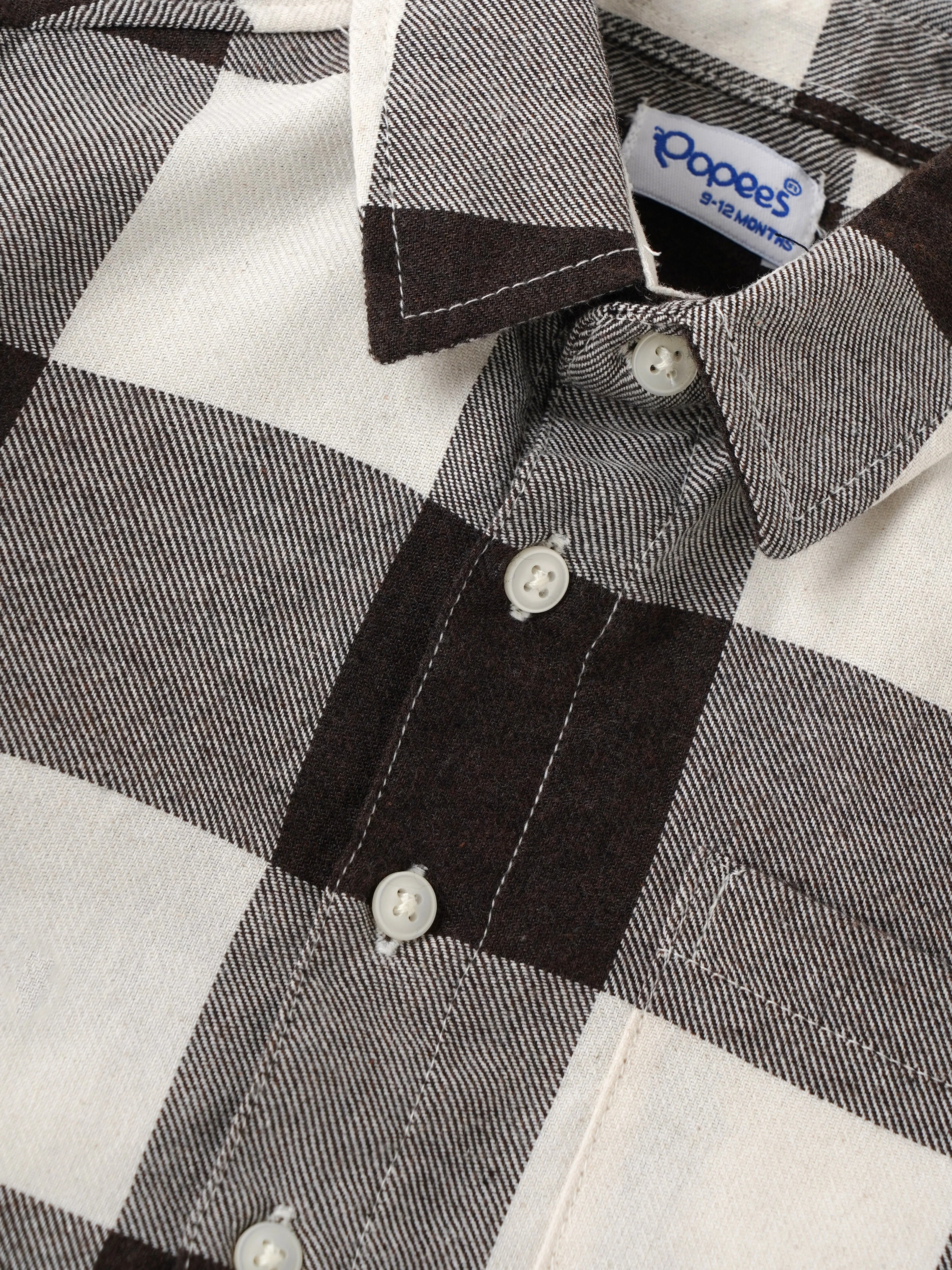 Popees Baby Boys Checked Cotton Shirt|Full Sleeve Button-Down Plaid Casual Wear with Chest Pocket |9 Months to 4 Years - Image 3