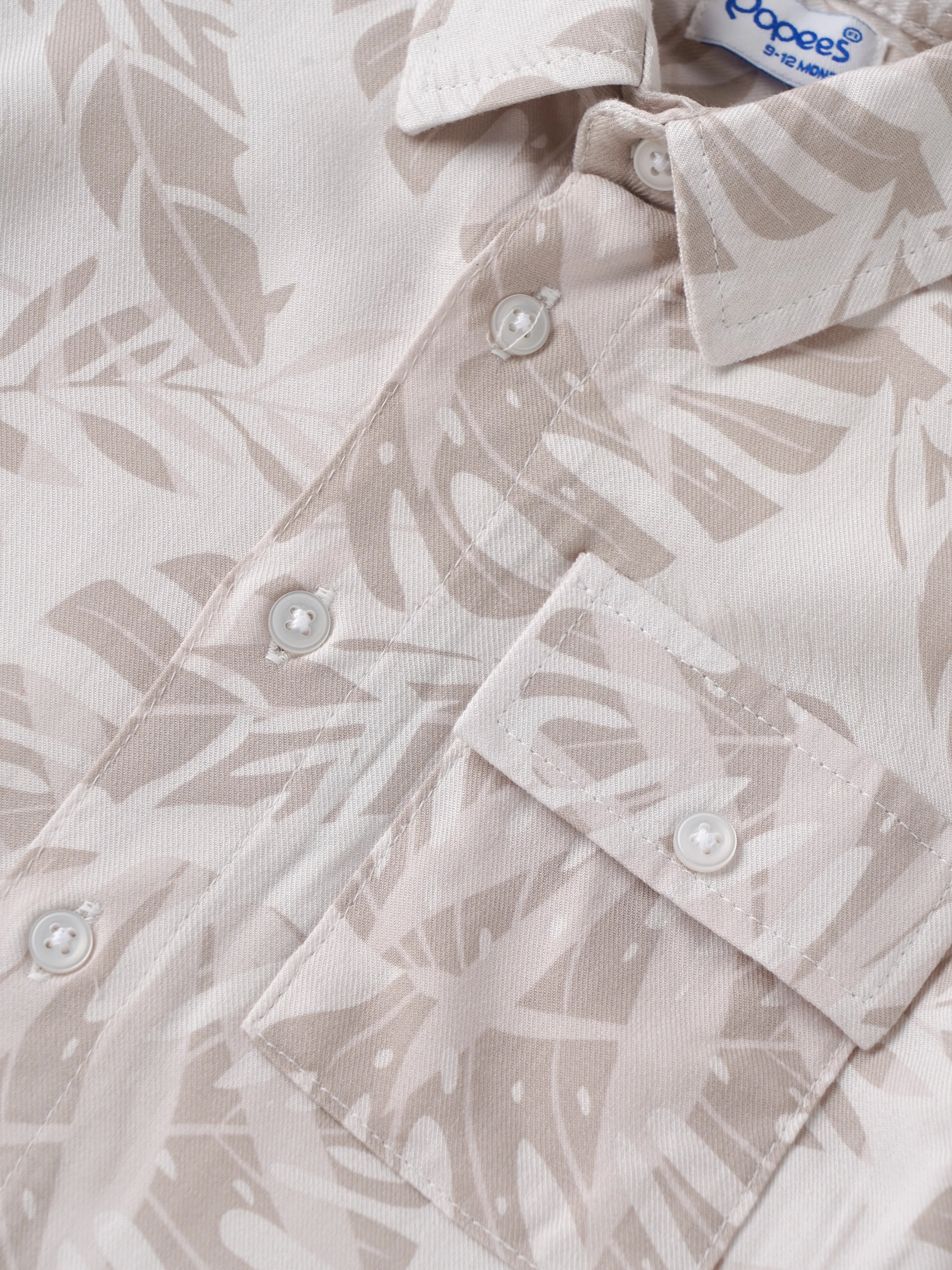 Popees Baby Boys Tropical Leaf Printed Cotton Shirt|Full Sleeve Button-Down Casual Wear with Chest Pocket |9 Months to 4 Years - Image 3