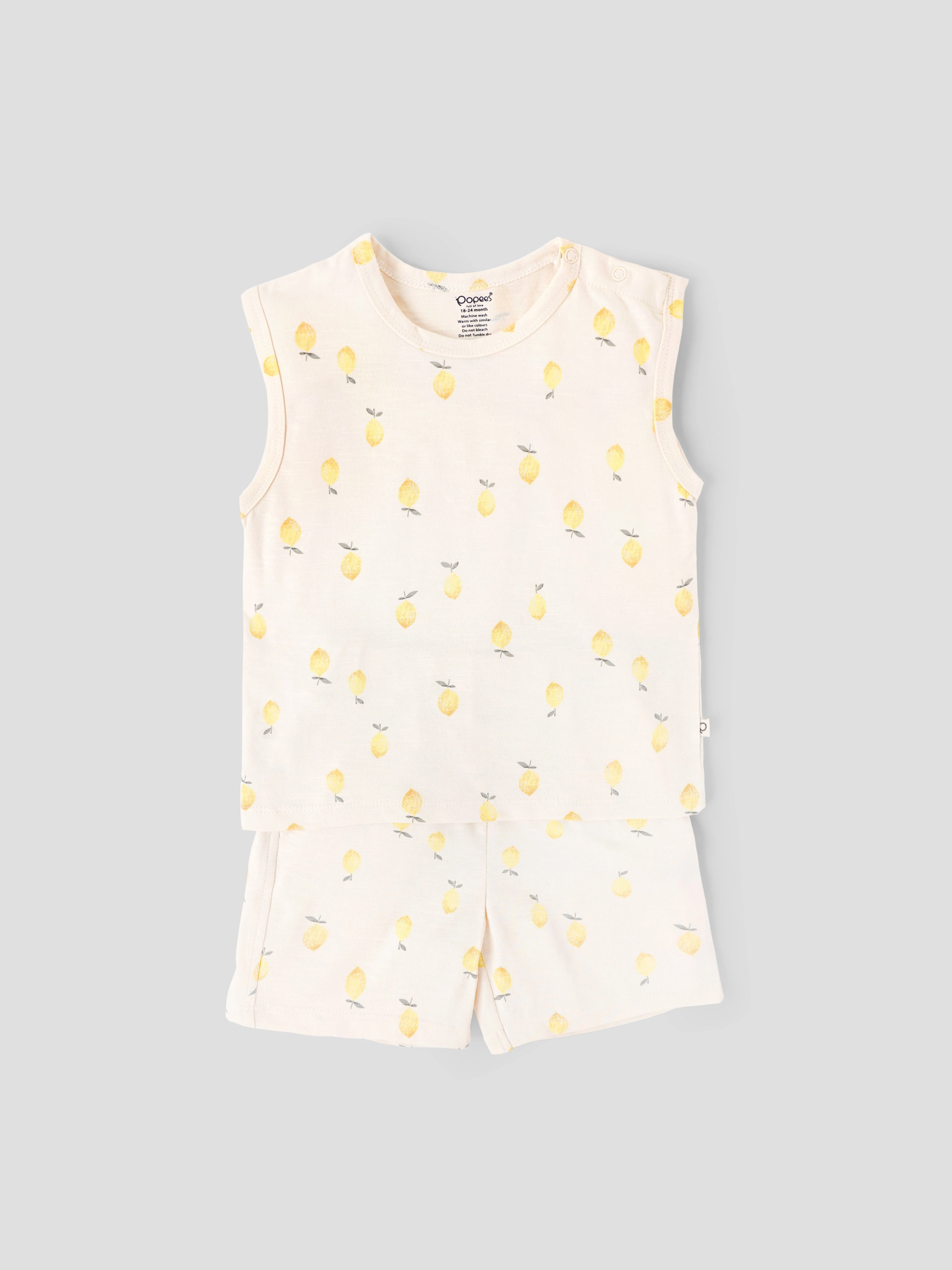 Popees Baby Boys Cotton Sleeveless Top & Shorts Set| Cream| 3-36 Months