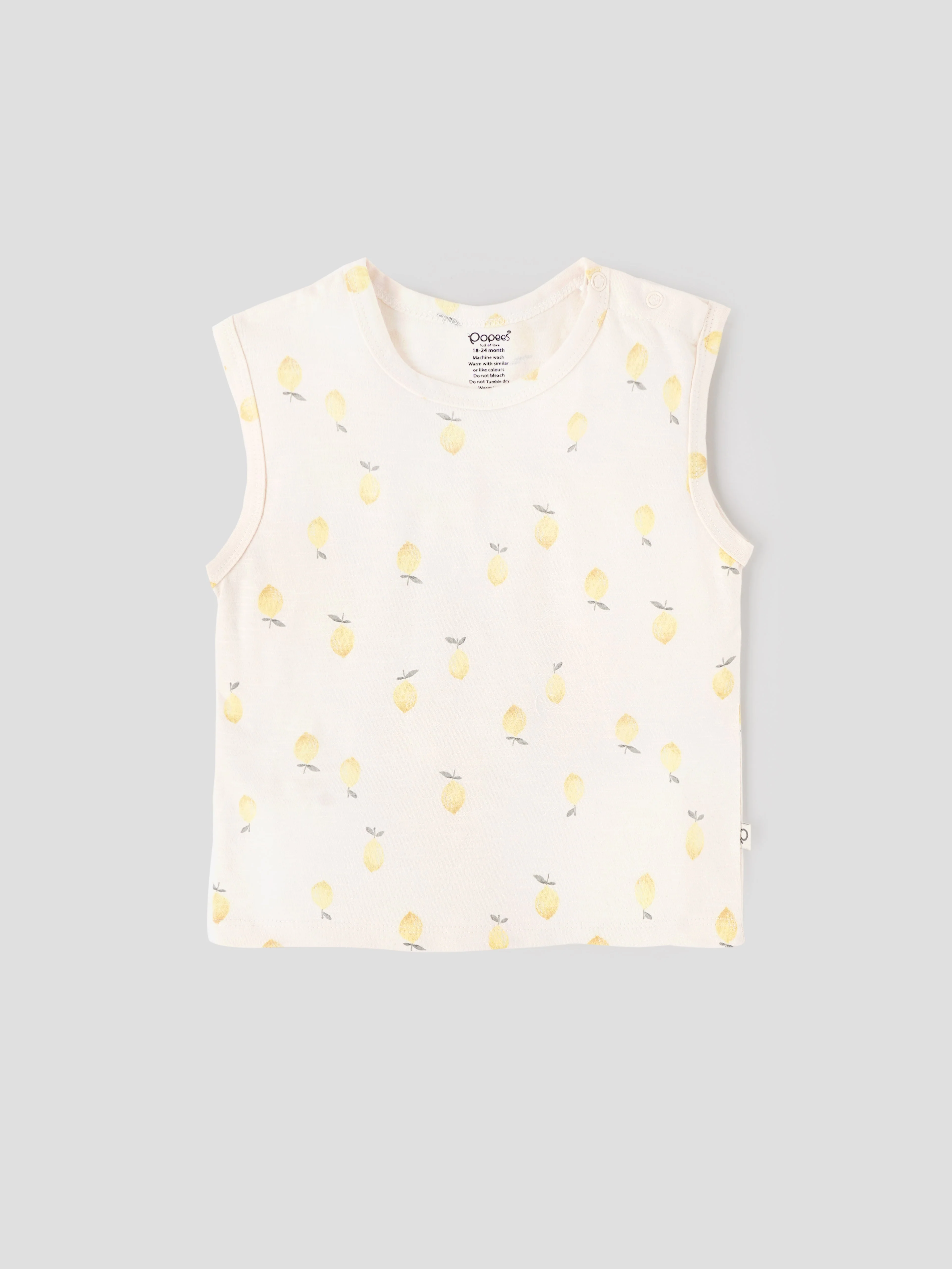 Popees Baby Boys Cotton Sleeveless Top & Shorts Set| Cream| 3-36 Months - Image 3