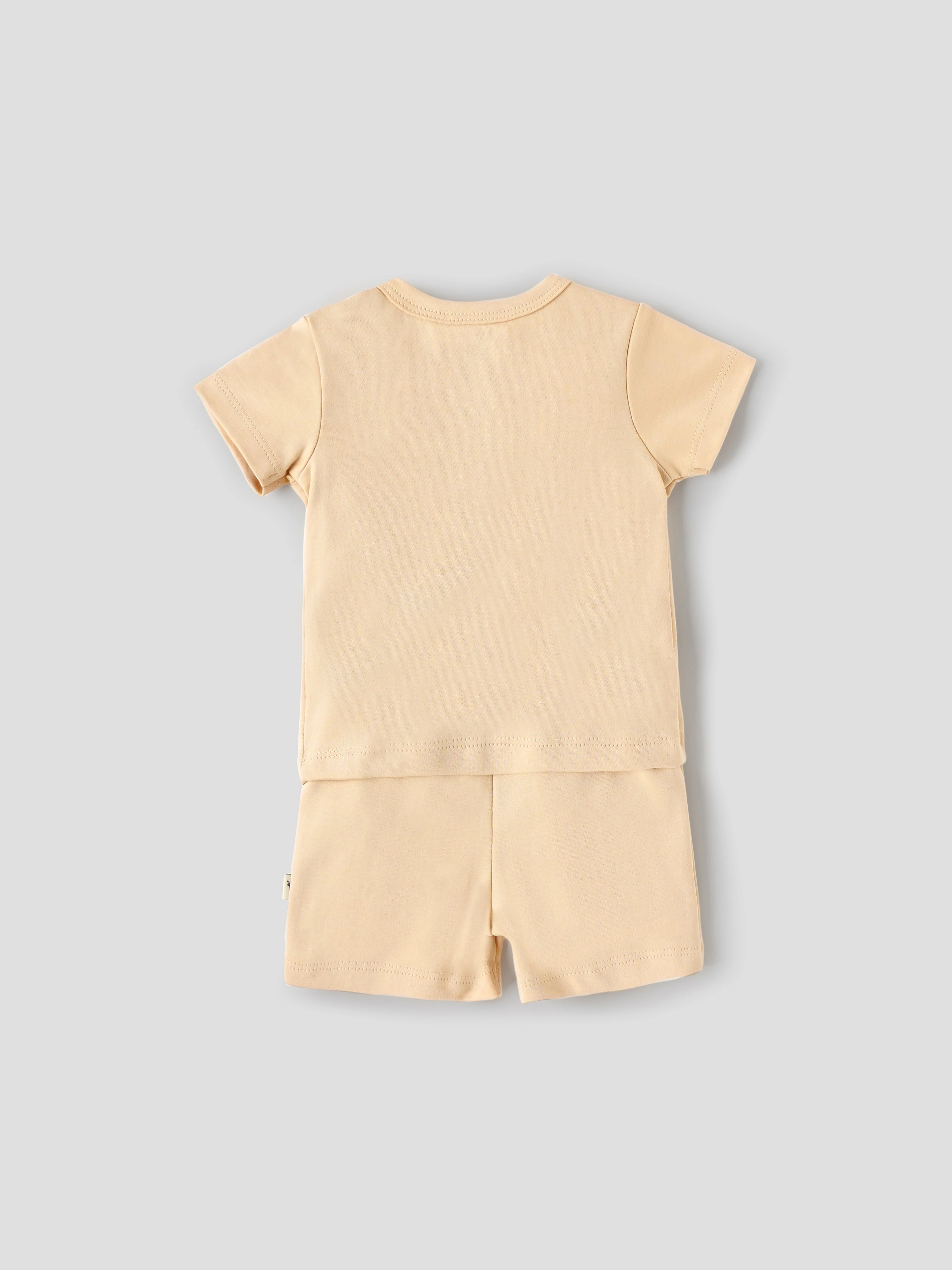 Popees Baby Boys Cotton T Shirt and Shorts Set| Beige| Newborn - 9 Months - Image 2