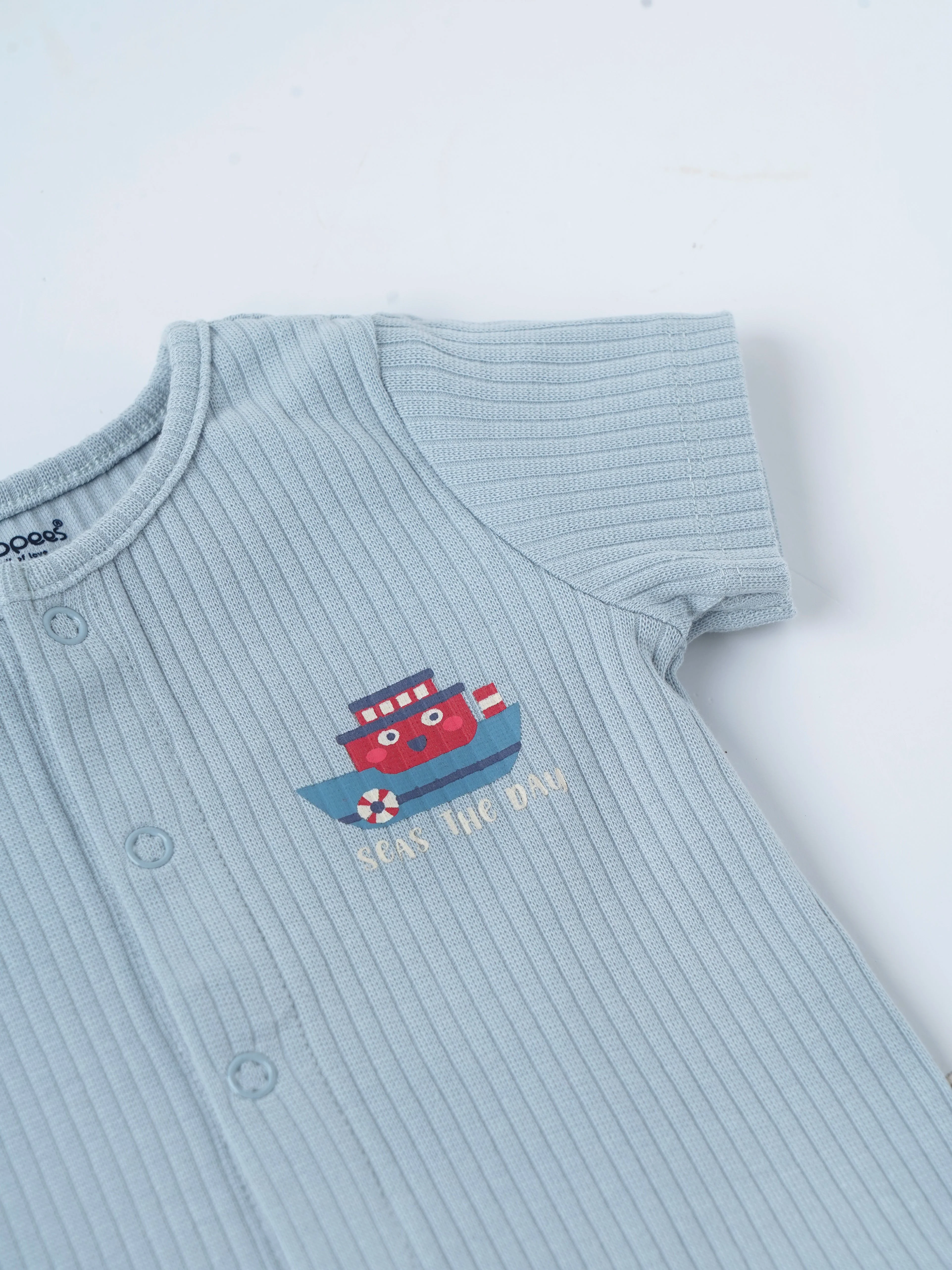 Popees Baby Boys Cotton T Shirt| Light Blue| Tiny Baby, Newborn -9 Months - Image 3