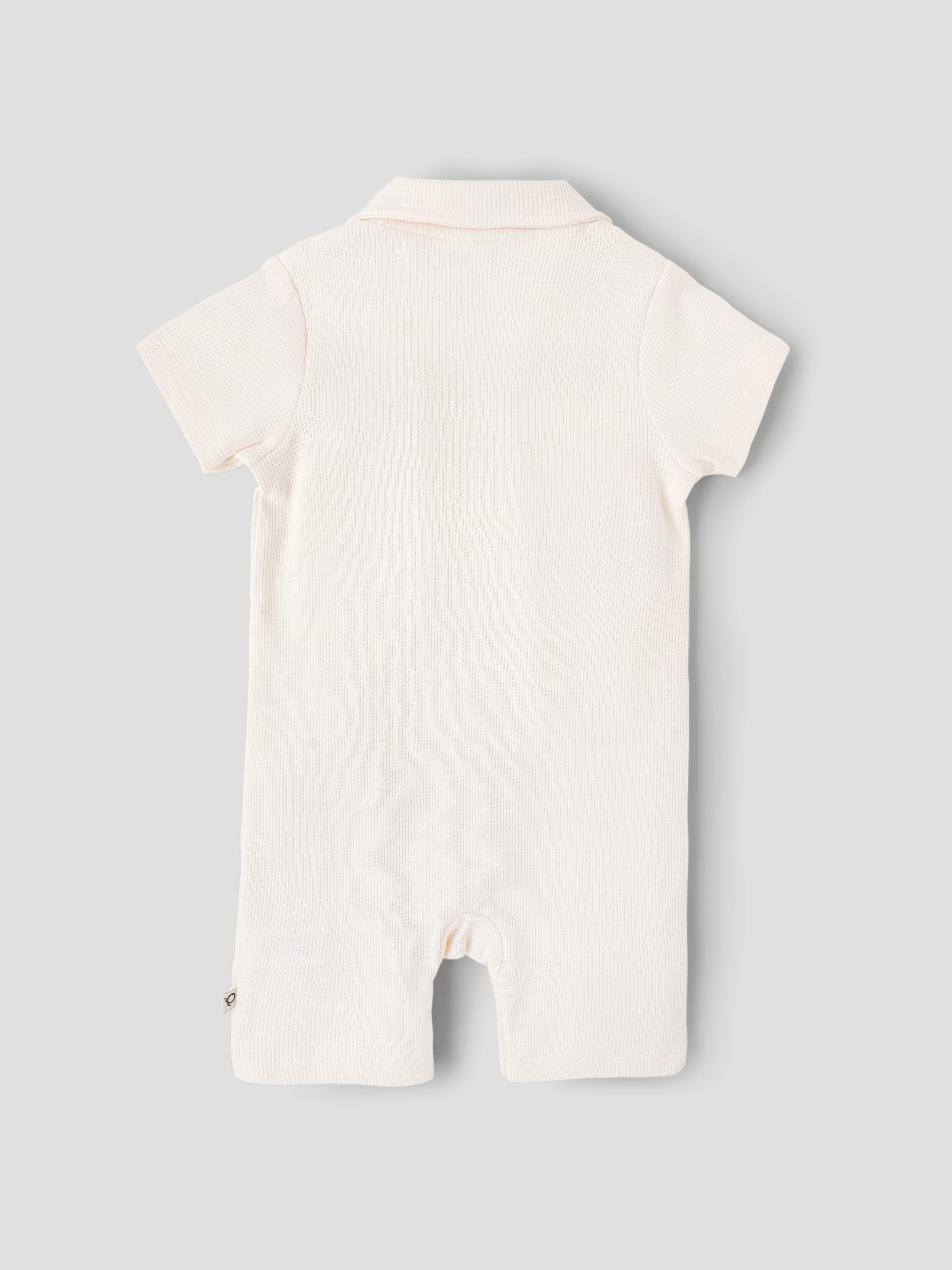 Popees Baby Boys Cotton Waffle Romper |Polo Collar Onesie (3–24 Months) - Image 2