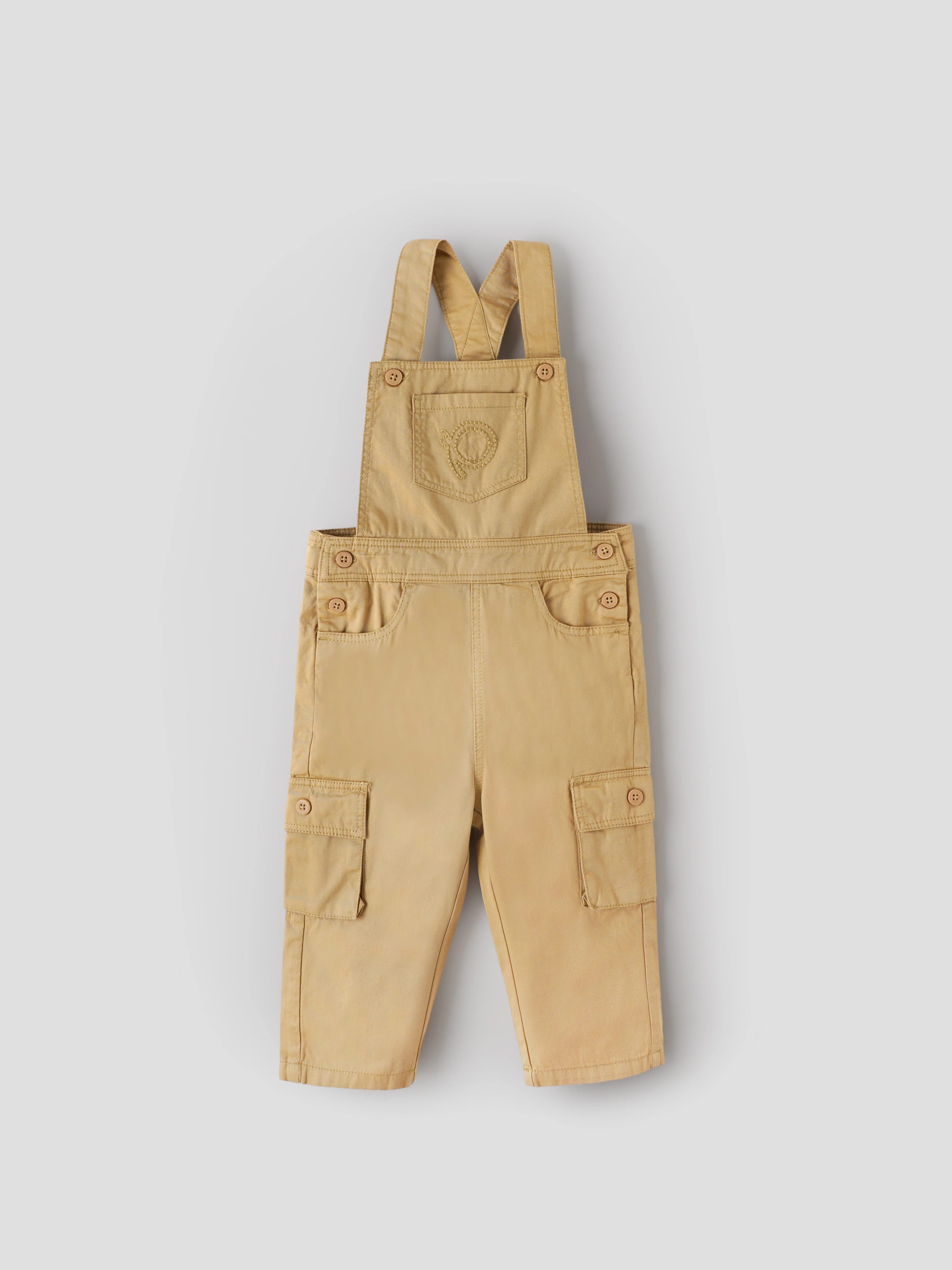 Popees Baby Boys Denim Dungaree Top | Beige | 1-6 Years - Image 4