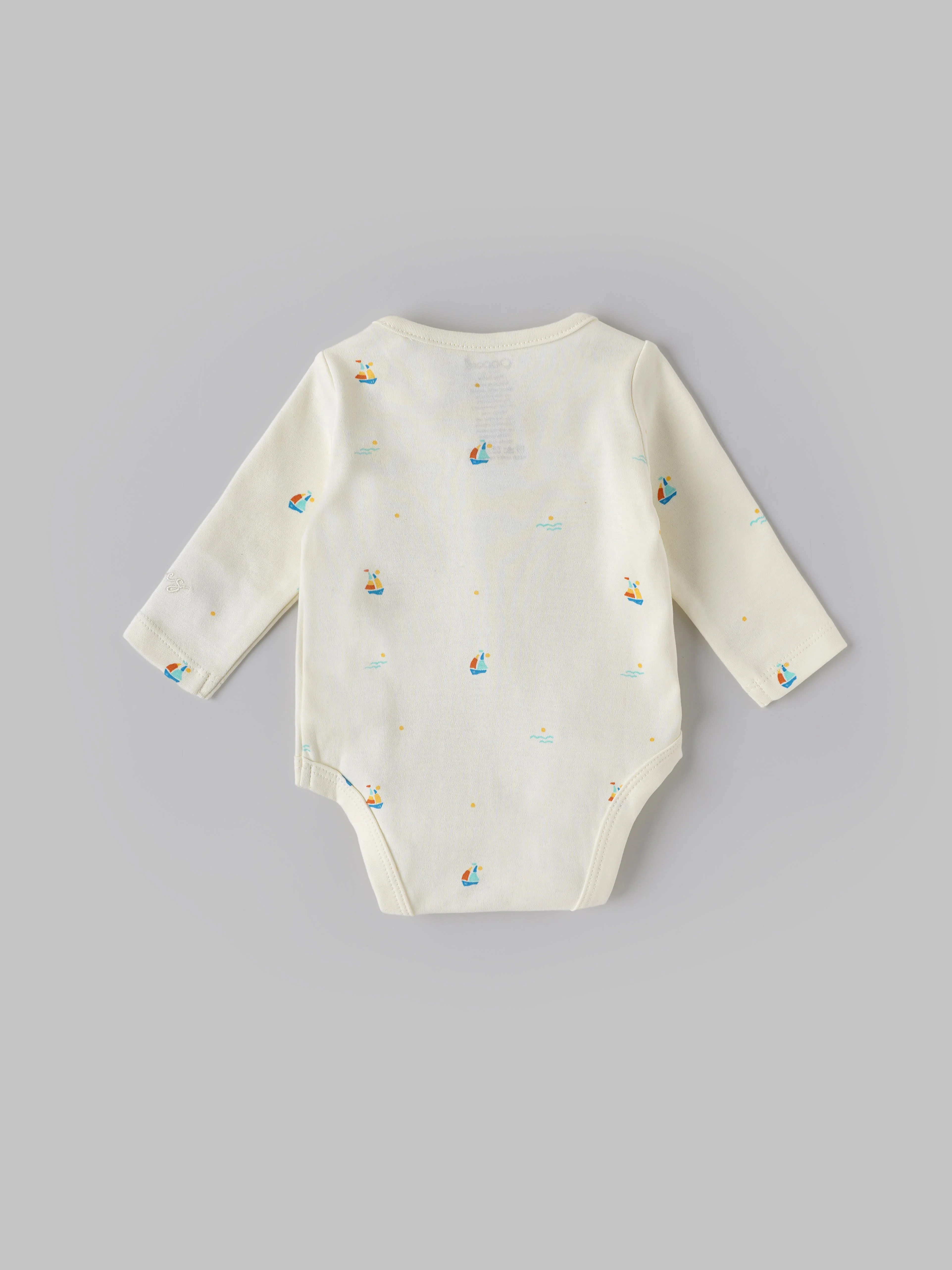 Popees Baby Boys Full Sleeve Cotton Bodysuit| Off-White| 3-36 Months - Image 3