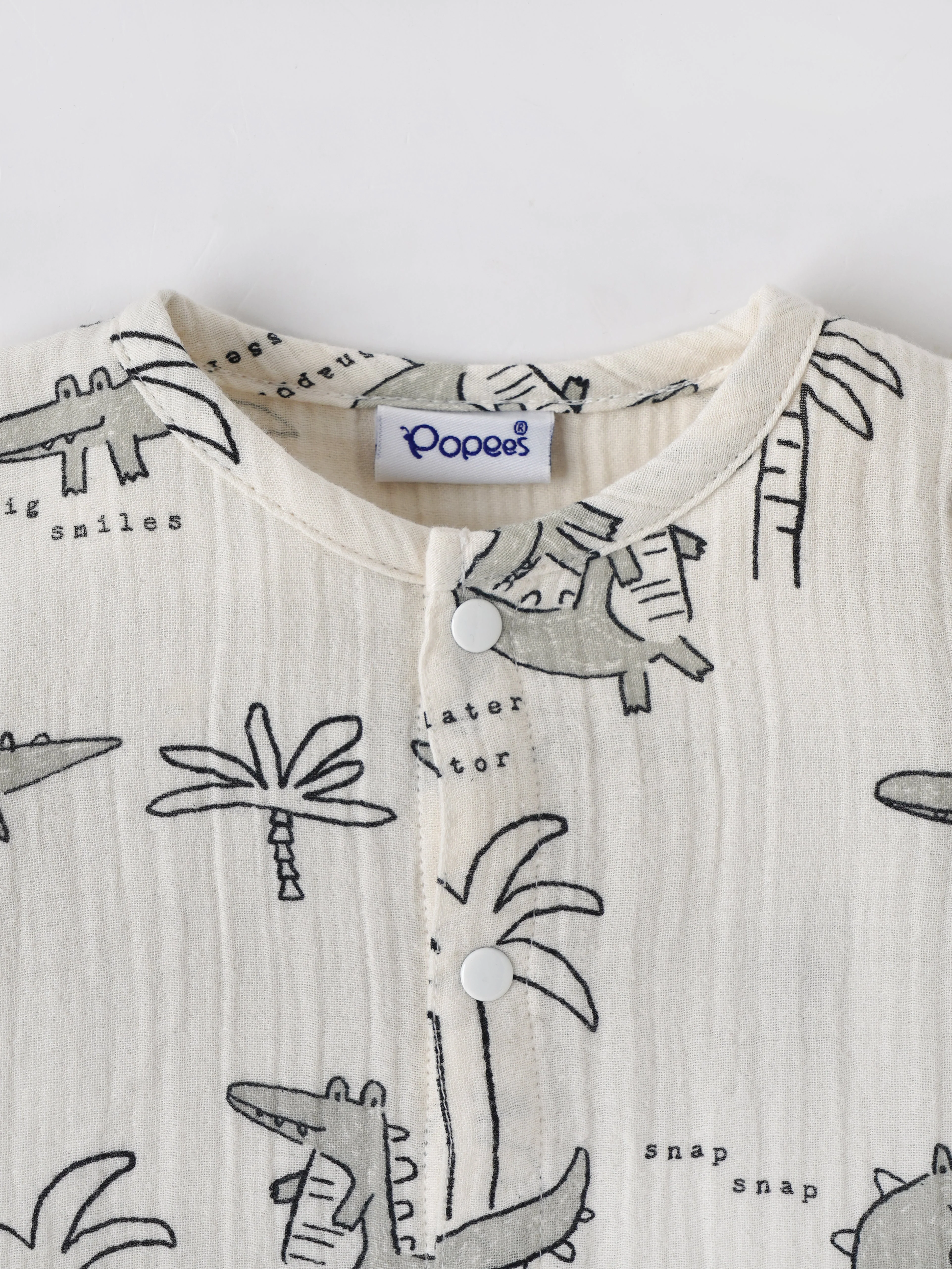 Popees Baby Boys Full Sleeve Muslin Cotton Jhabla| Off-White| 0-12 Months - Image 3