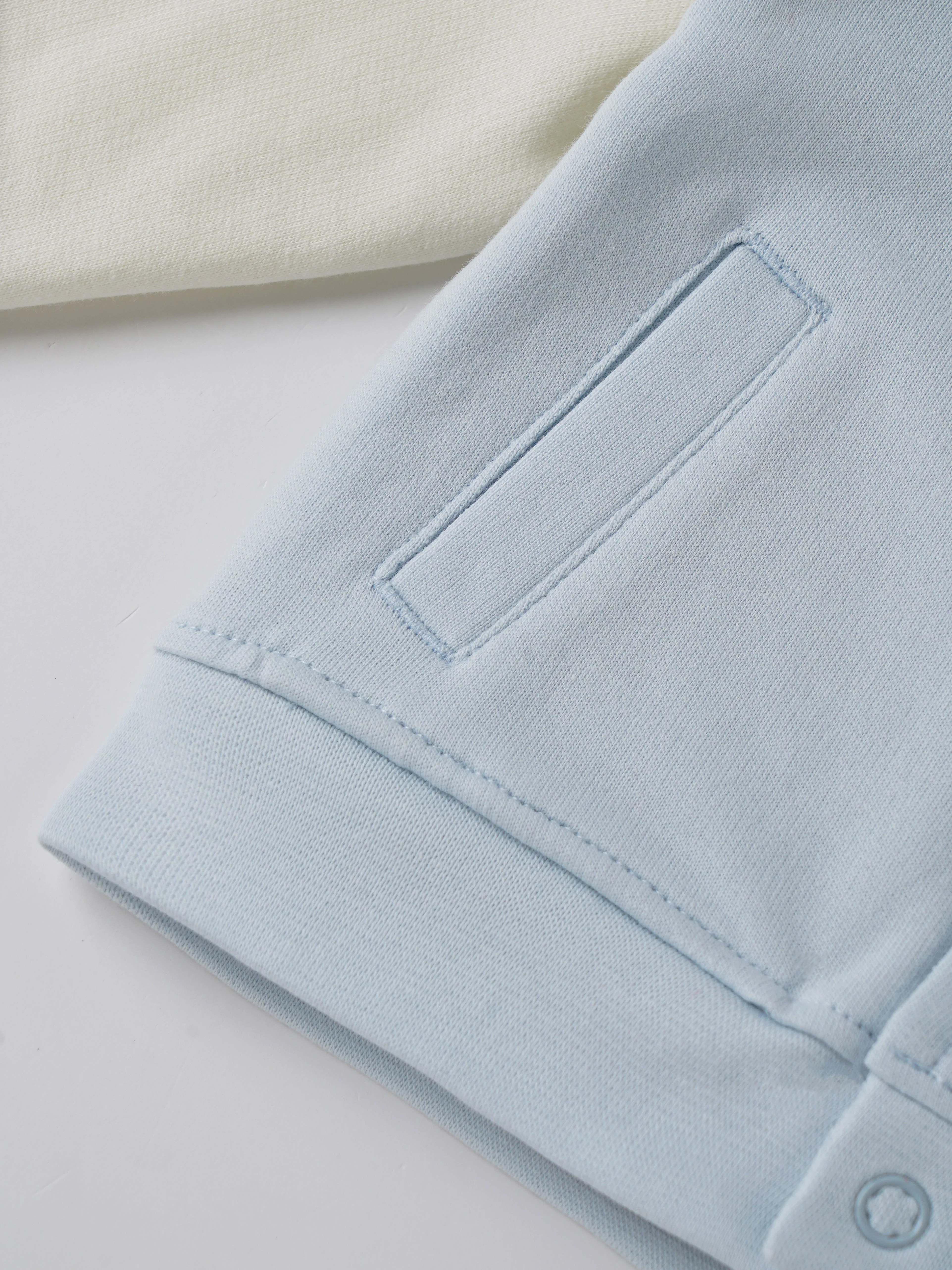 Popees Baby Boys Full Sleeve Jacket | Light Blue & Cream| 3-36 Months - Image 4