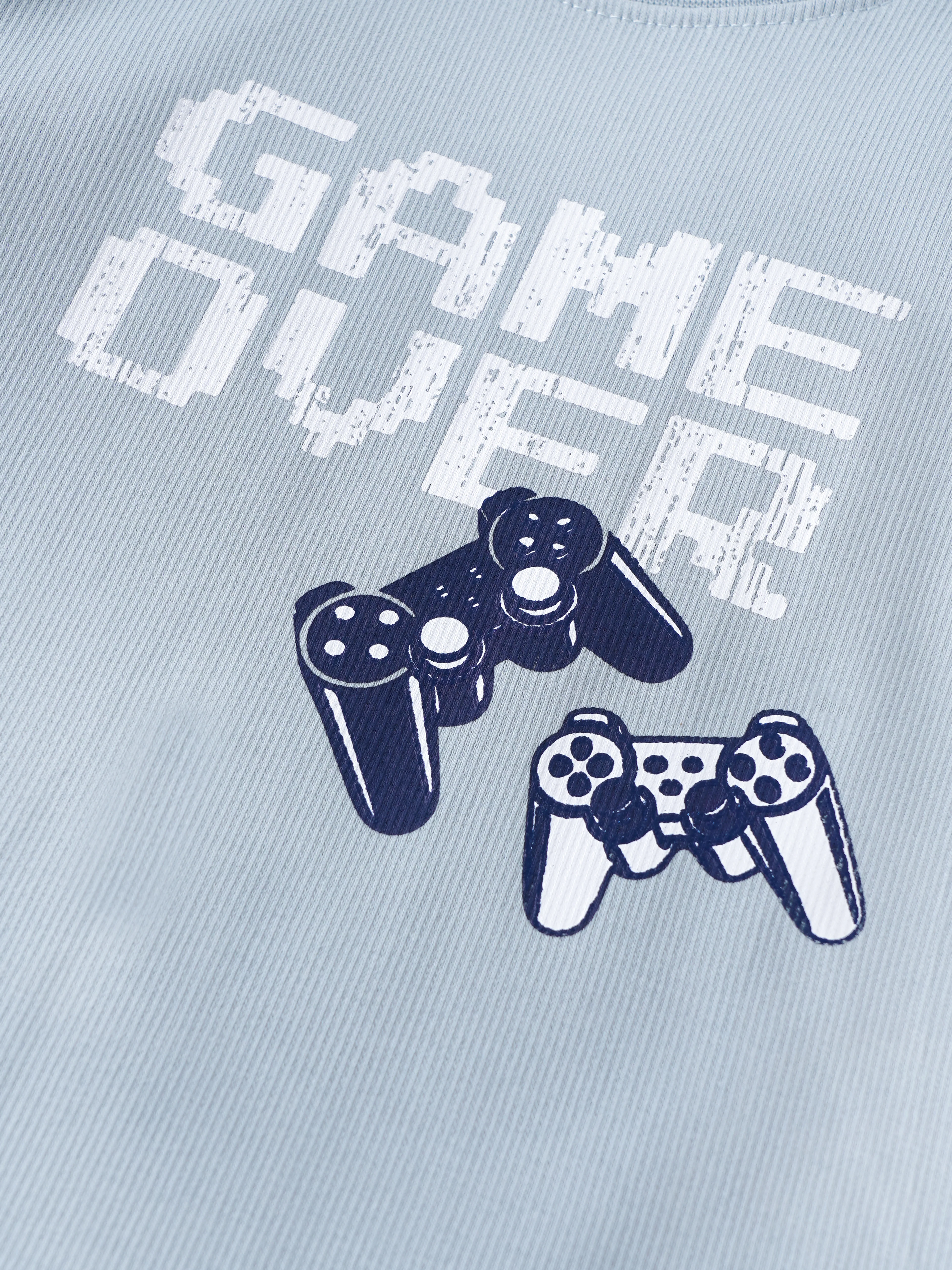 Popees Baby Boys Cotton Full Sleeve T-Shirt | Pearl Blue Game Over Print | 3-24 Months - Image 3