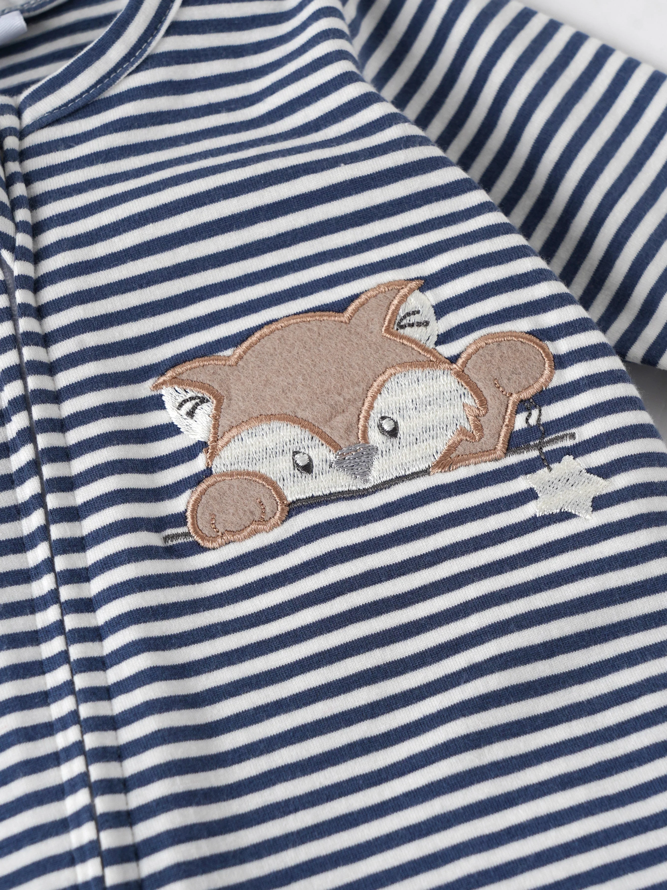 Popees Baby Boys Full Sleeves Cotton Sleepsuit| Navy Blue| Newborn To 9 Months - Image 3