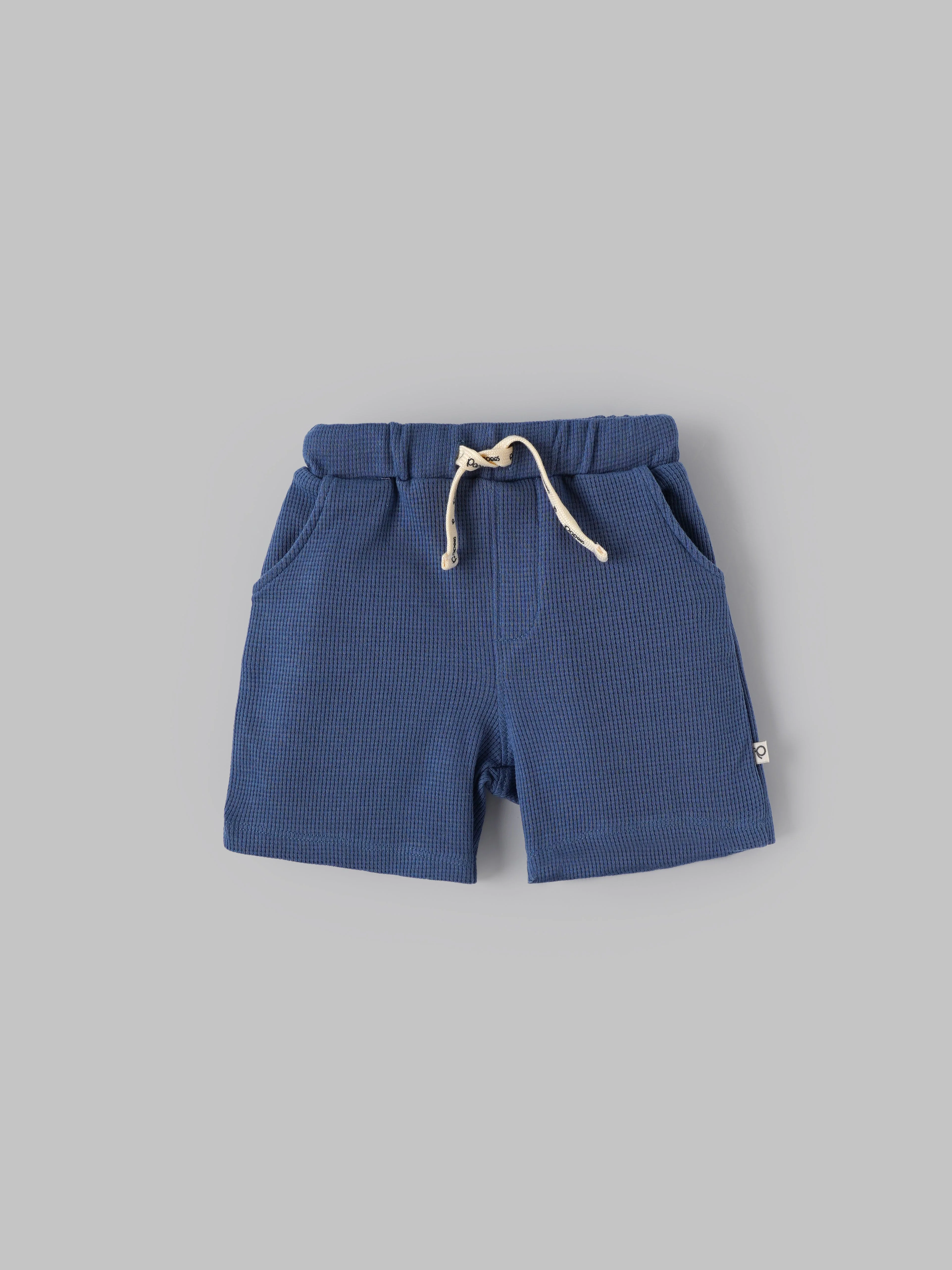 Popees Baby Boys Off-White T-shirt and Blue Shorts Set| 3-24 Months - Image 3