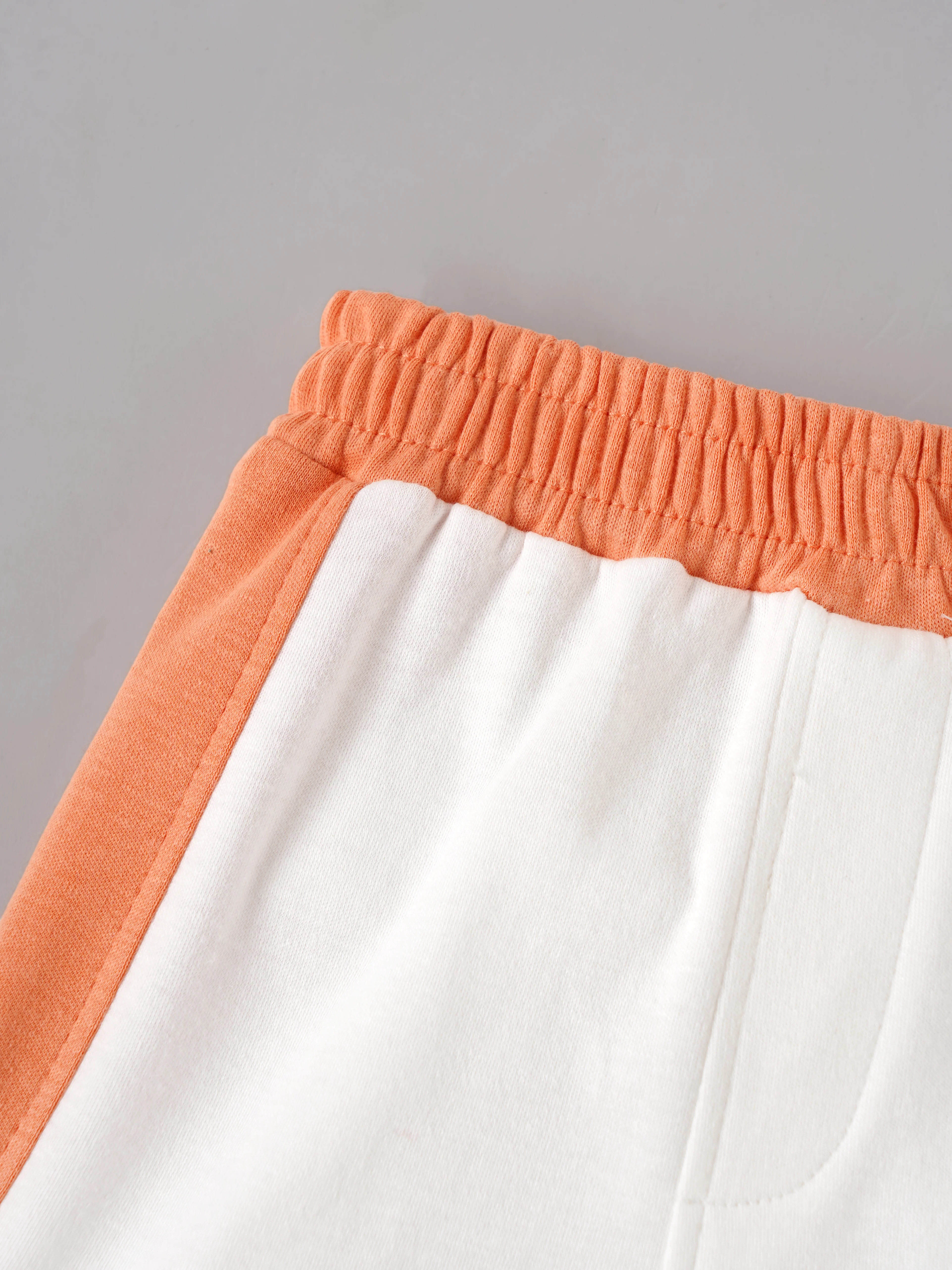 Popees Baby Boys Organic Bamboo Cotton T-Shirt & Shorts Set | Off to Explore Printed Raglan Sleeve Co-Ord Outfit | White & Orange | 0–9 Months - Image 4