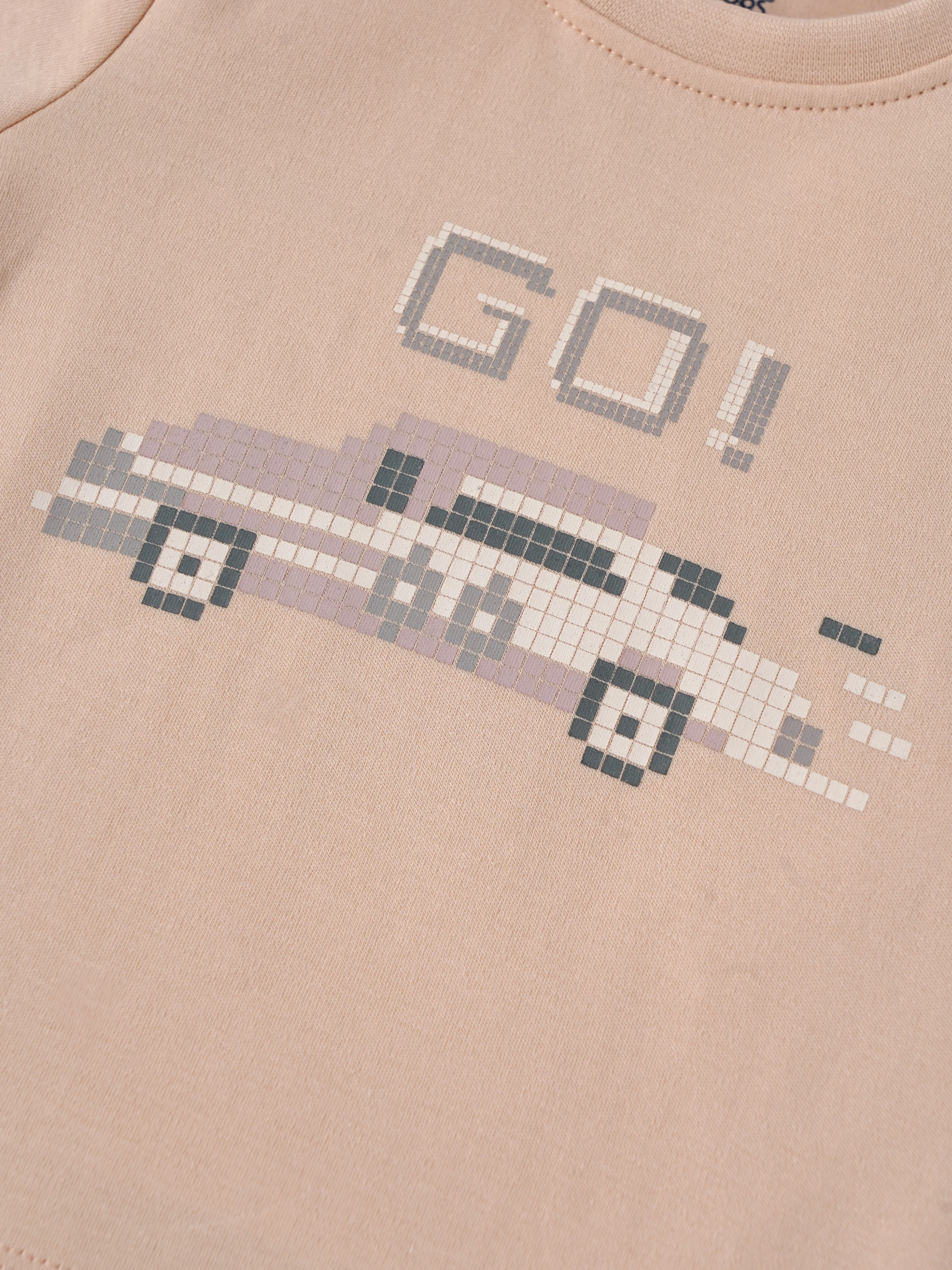 Popees Baby Boys Peach “GO!” Printed T-Shirt| Newborn to 9 Months - Image 3