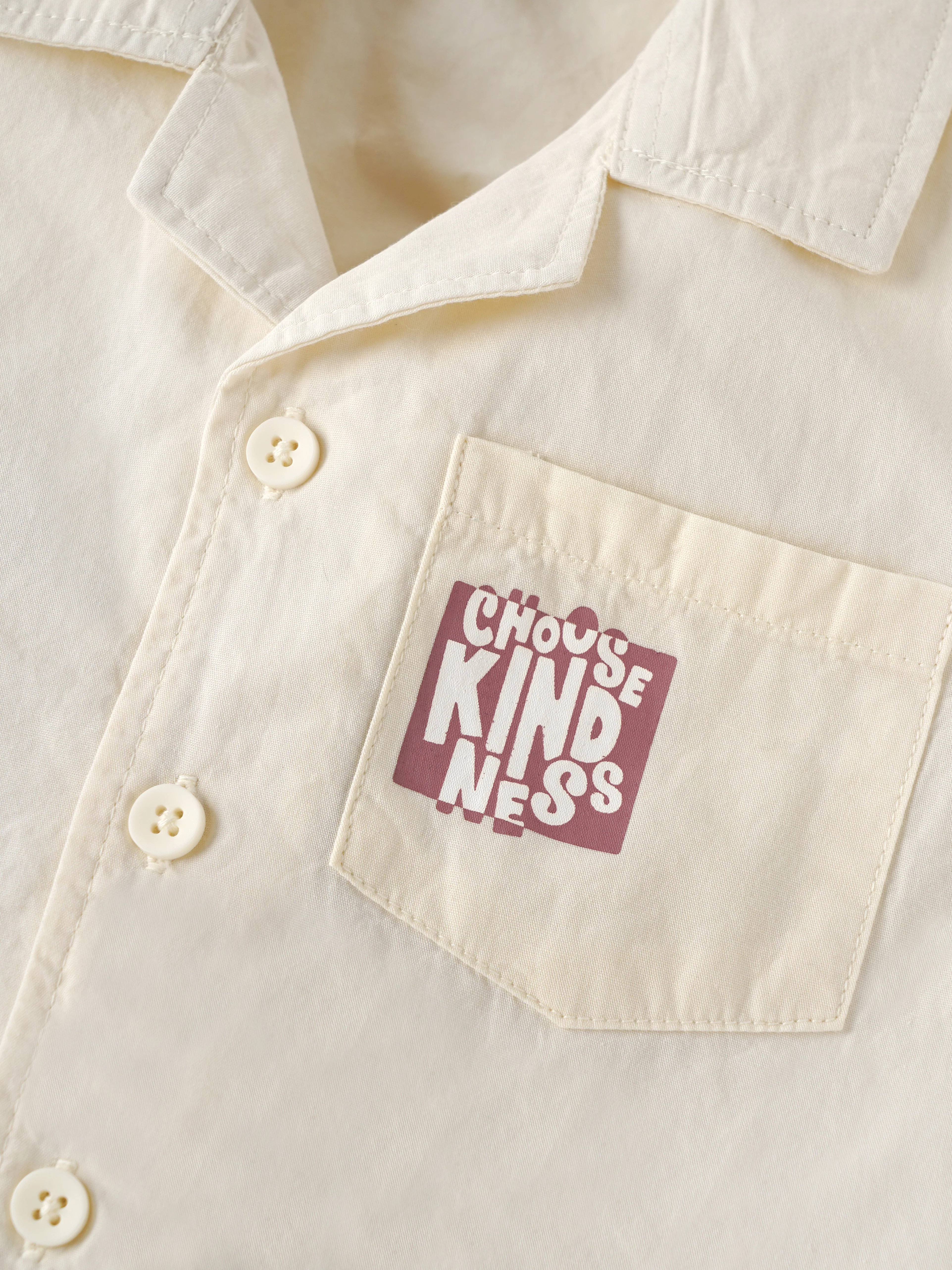 Popees Baby Boys Printed Cotton Shirt | Cream | Short Sleeve Collared Shirt | 3–24 Months - Image 4