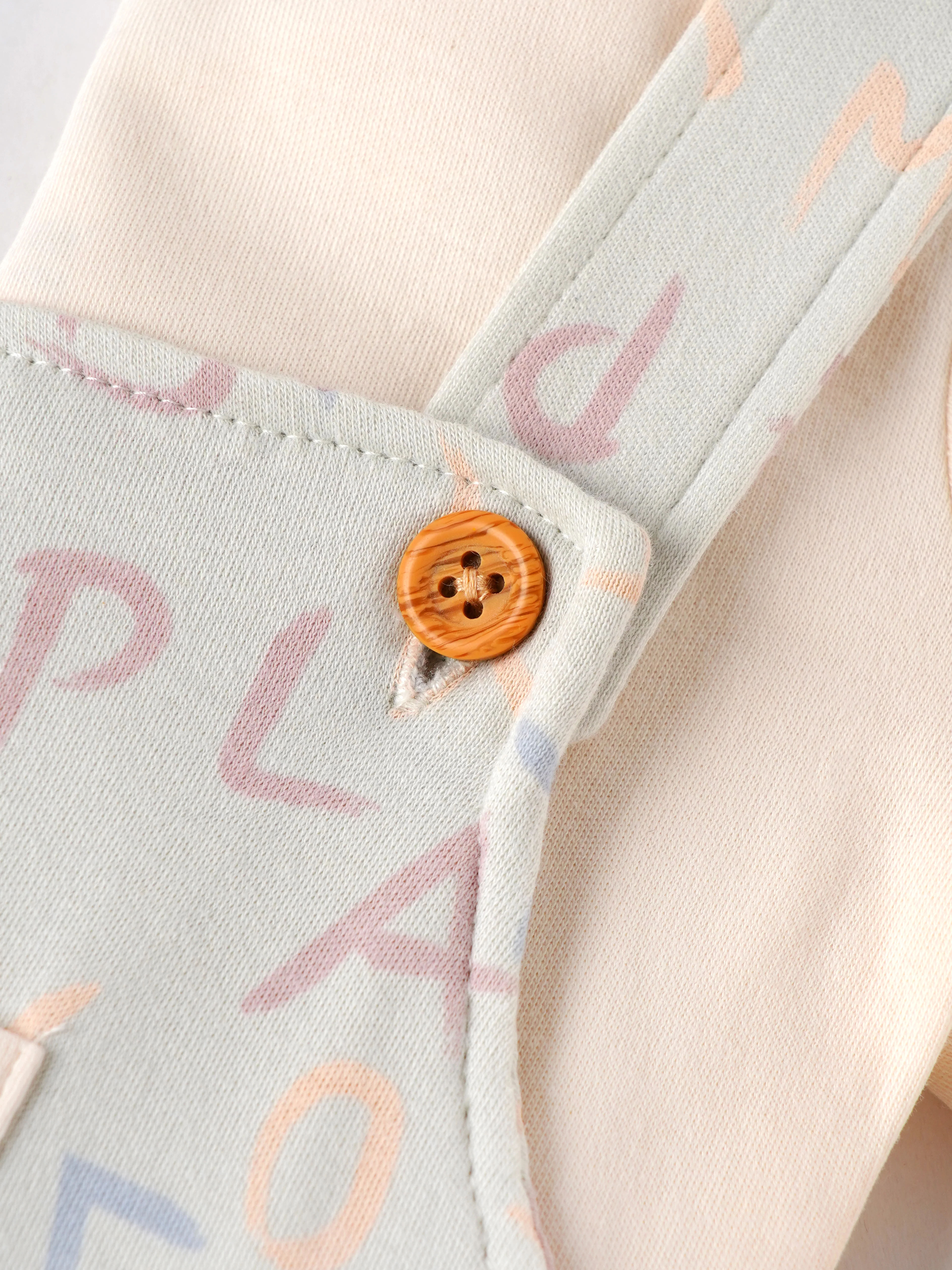 Popees Baby Boys Printed Dungaree Set with Full Sleeve T-Shirt | Soft Cotton 2-Piece Outfit | Alphabet Print Romper Set | 0–9 Months - Image 5