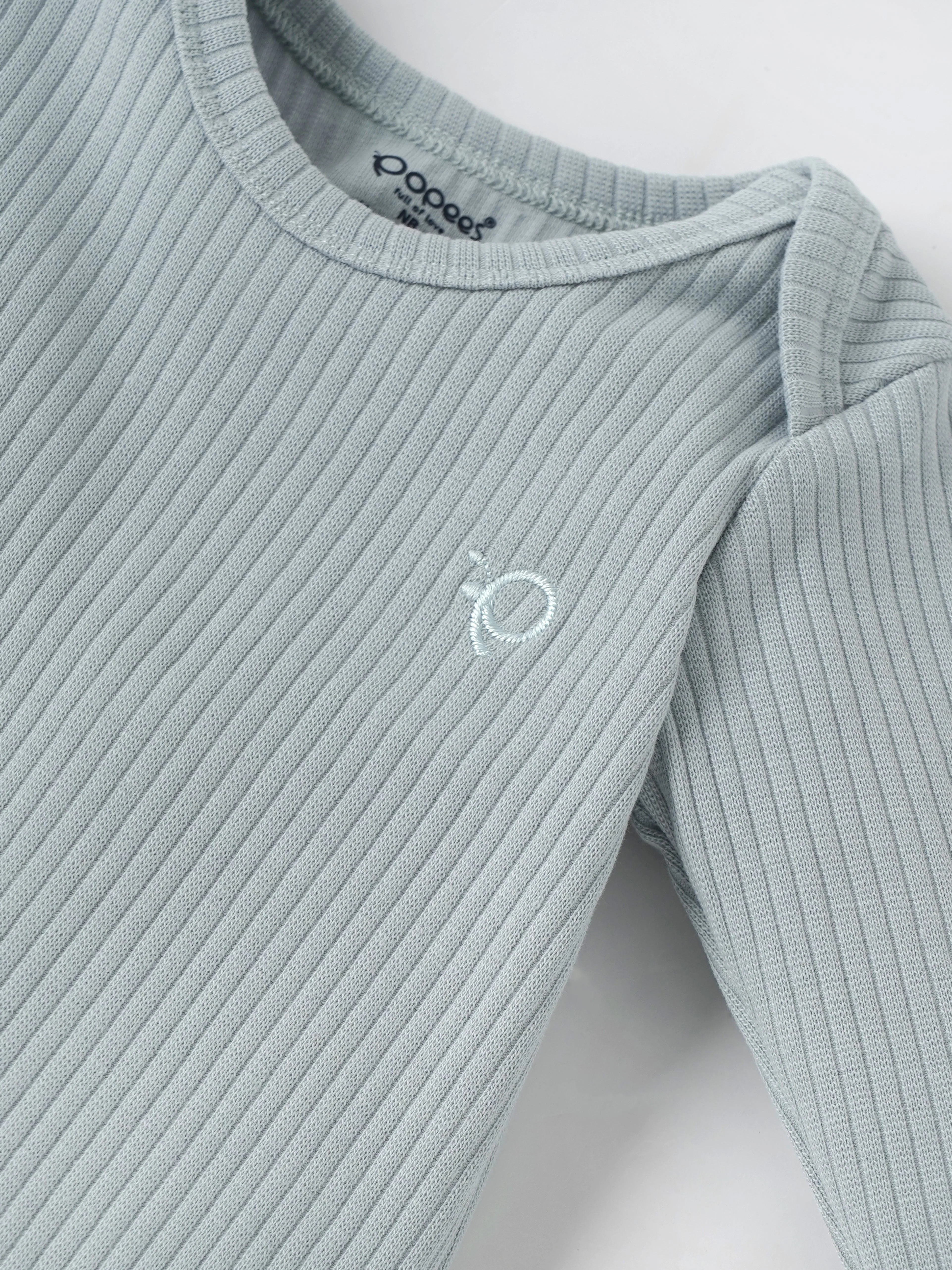 Popees Baby Boys Ribbed Cotton Full Sleeve Romper with Snap Closure| Tiny Baby, Newborn-6 Months - Image 3