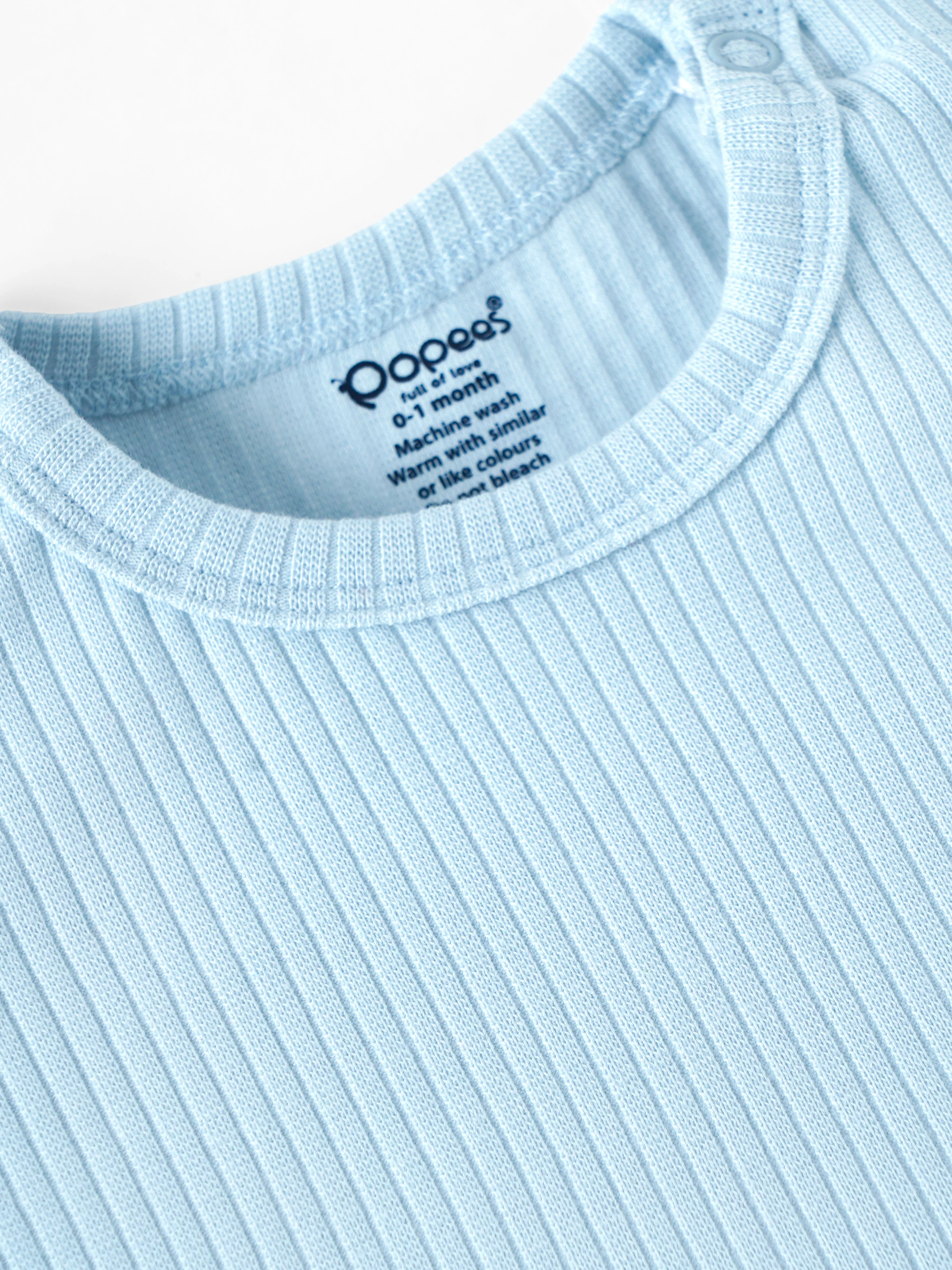 Popees Baby Boys Ribbed Cotton T-Shirt(0-9 Months) | Soft, Breathable & Comfortable Daily Wear - Image 3