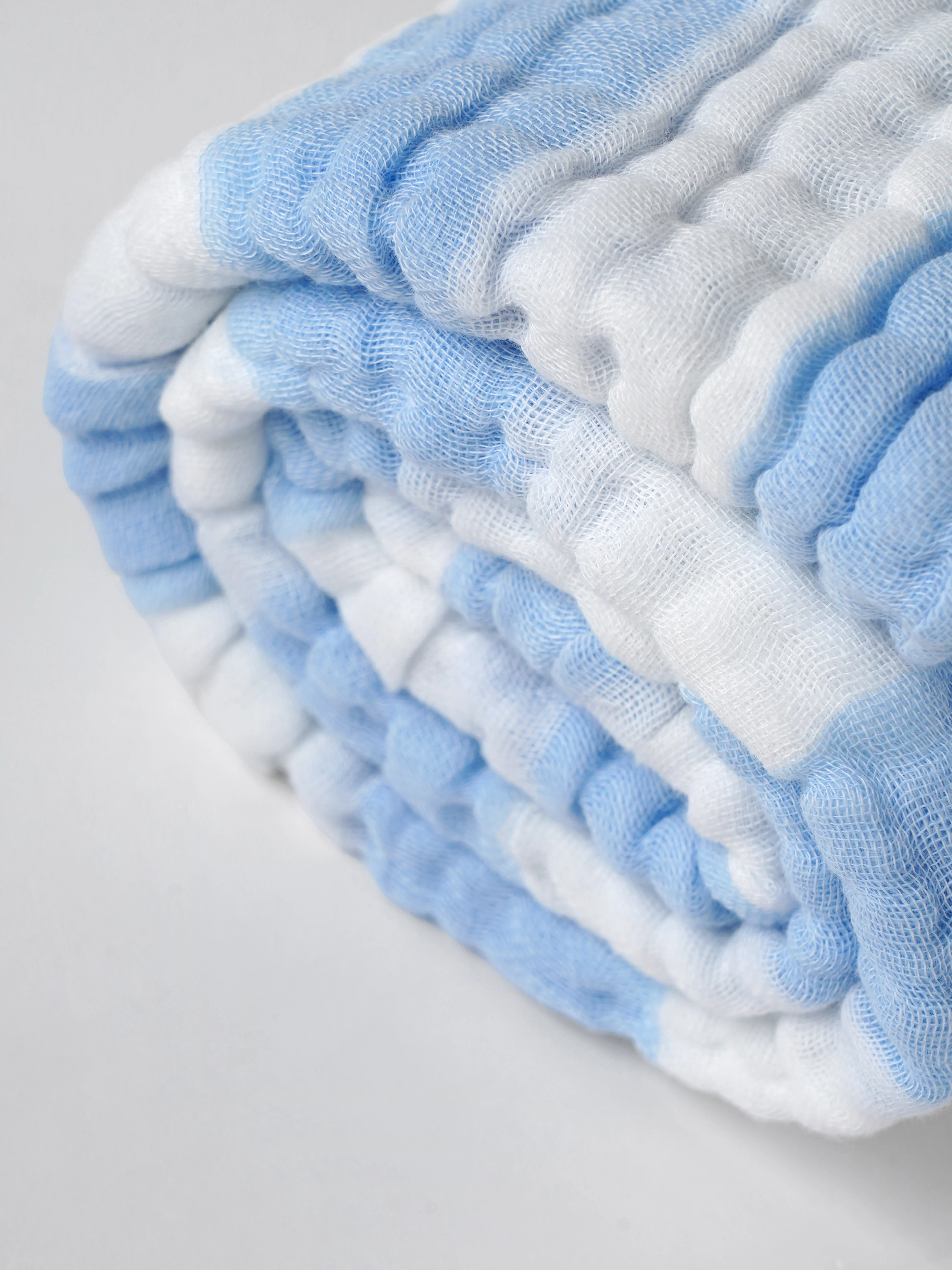 Popees Baby Towel for Newborns, Soft Muslin Cotton Bath Towel, Blue Stripe - Image 3