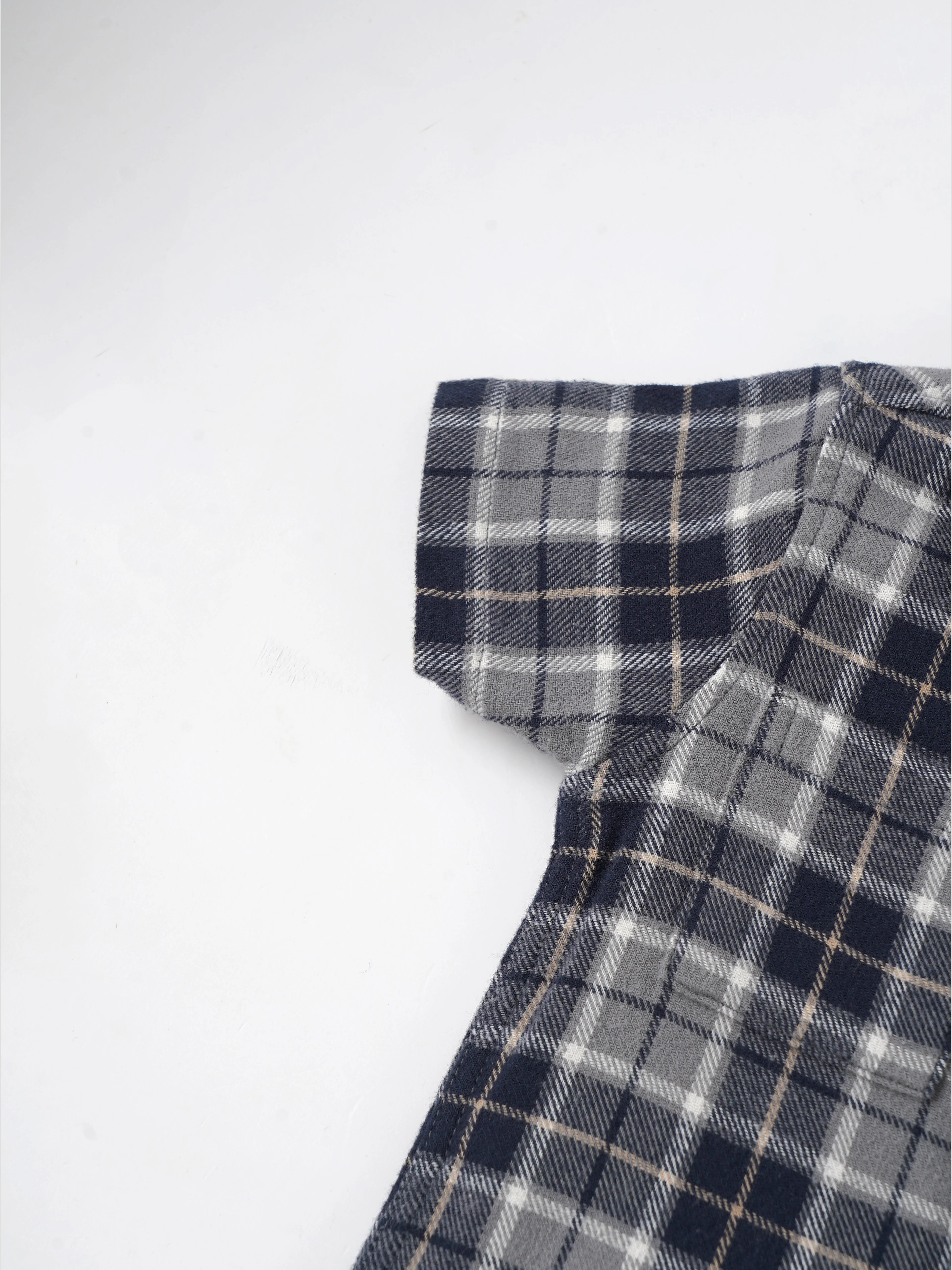 Popees Baby Boys Short Sleeve Cotton Shirt| Grey & Navy| 3-24 Months - Image 5