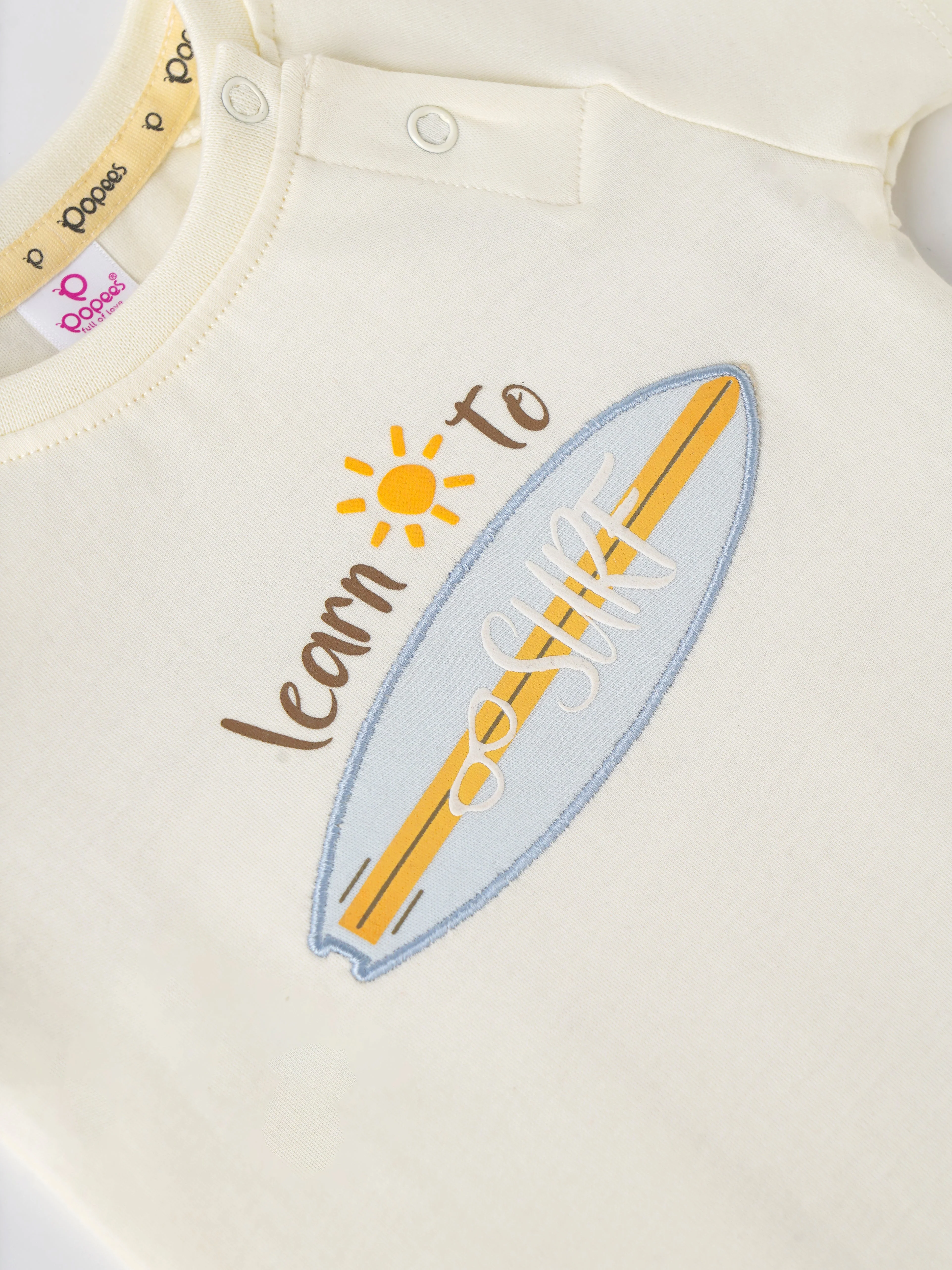 Popees Baby Boys Short Sleeve Off-White T-Shirt| 3-36 Months - Image 2