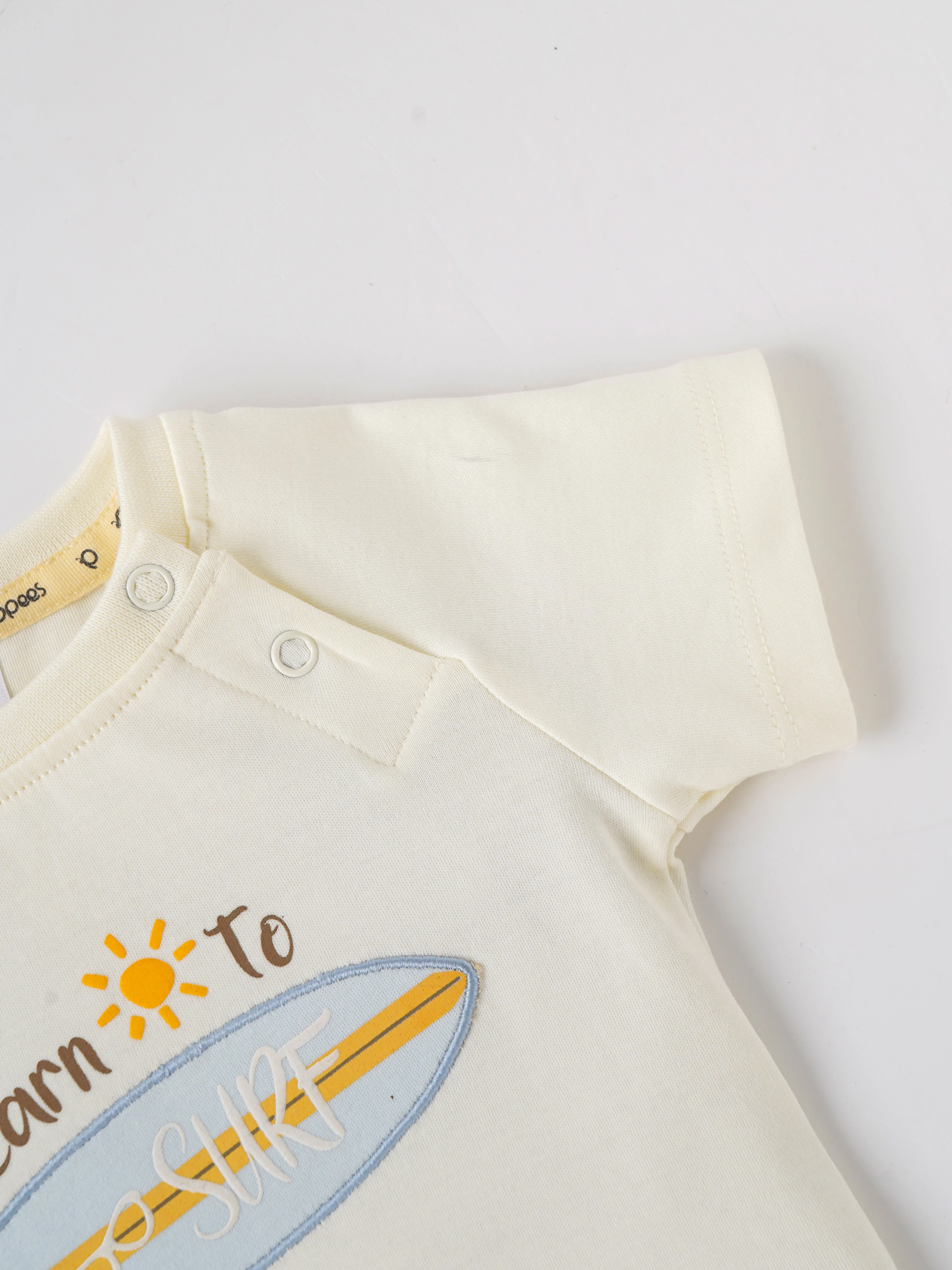 Popees Baby Boys Short Sleeve Off-White T-Shirt| 3-36 Months - Image 4