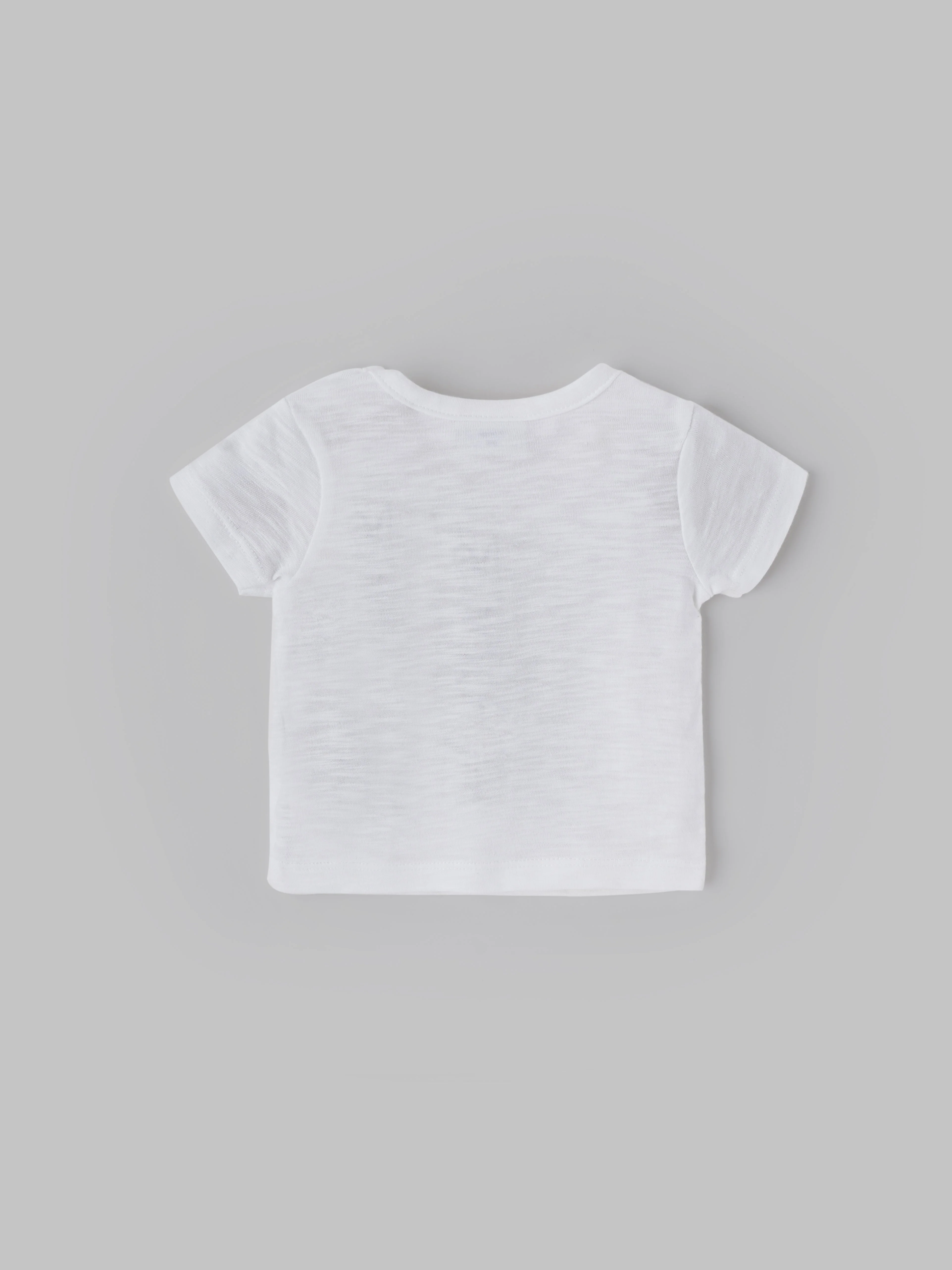 Popees Baby Boys Short Sleeves Cotton T-Shirt| White| 0-9 Months - Image 2