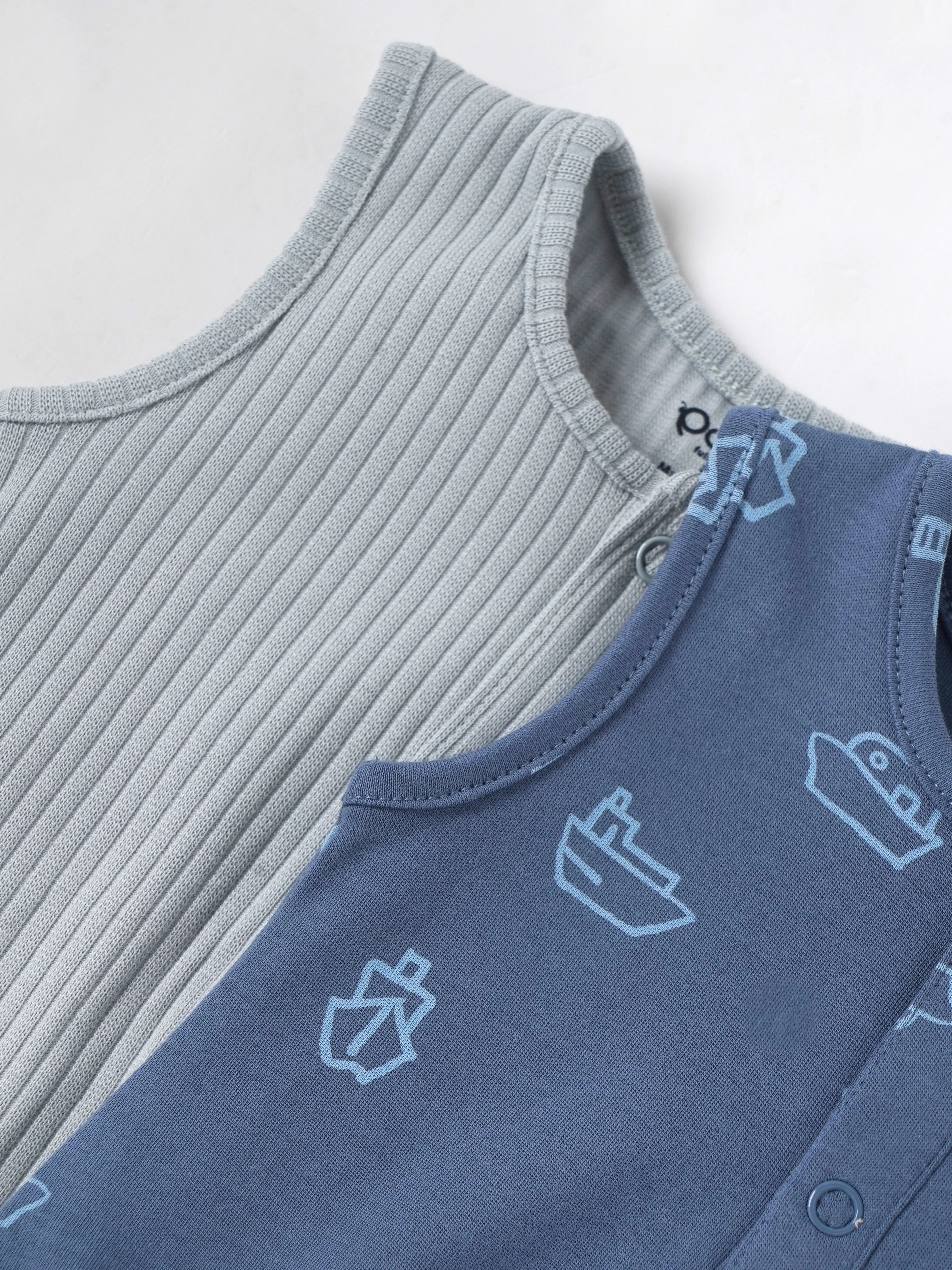 Popees Baby Boys Sleeveless Bodysuit Set Pack of 2| Tiny Baby, Newborn to 6 Months - Image 4