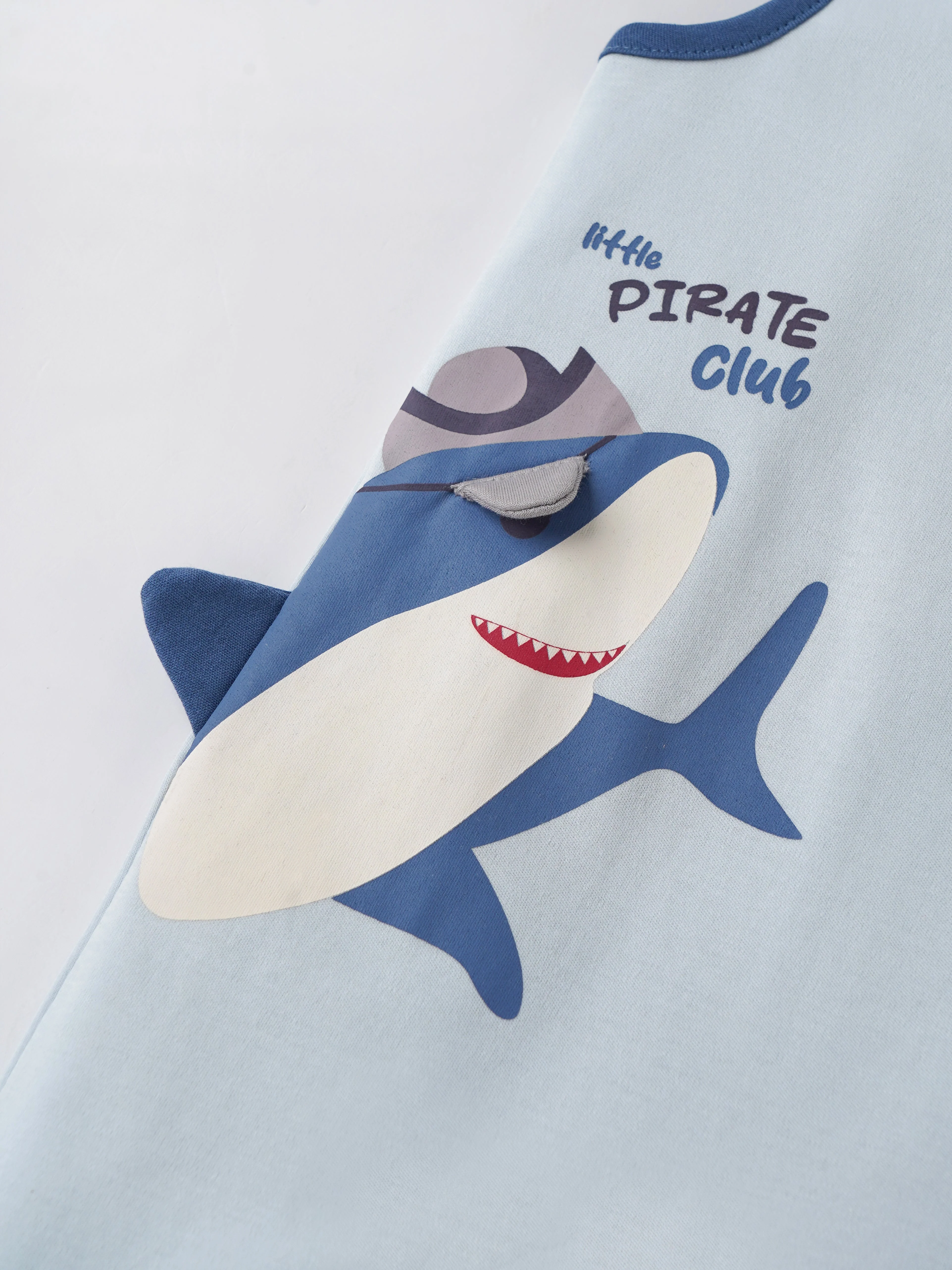 Popees Baby Boys Sleeveless Shark Romper| Light Blue| 3 to 24 Months - Image 2