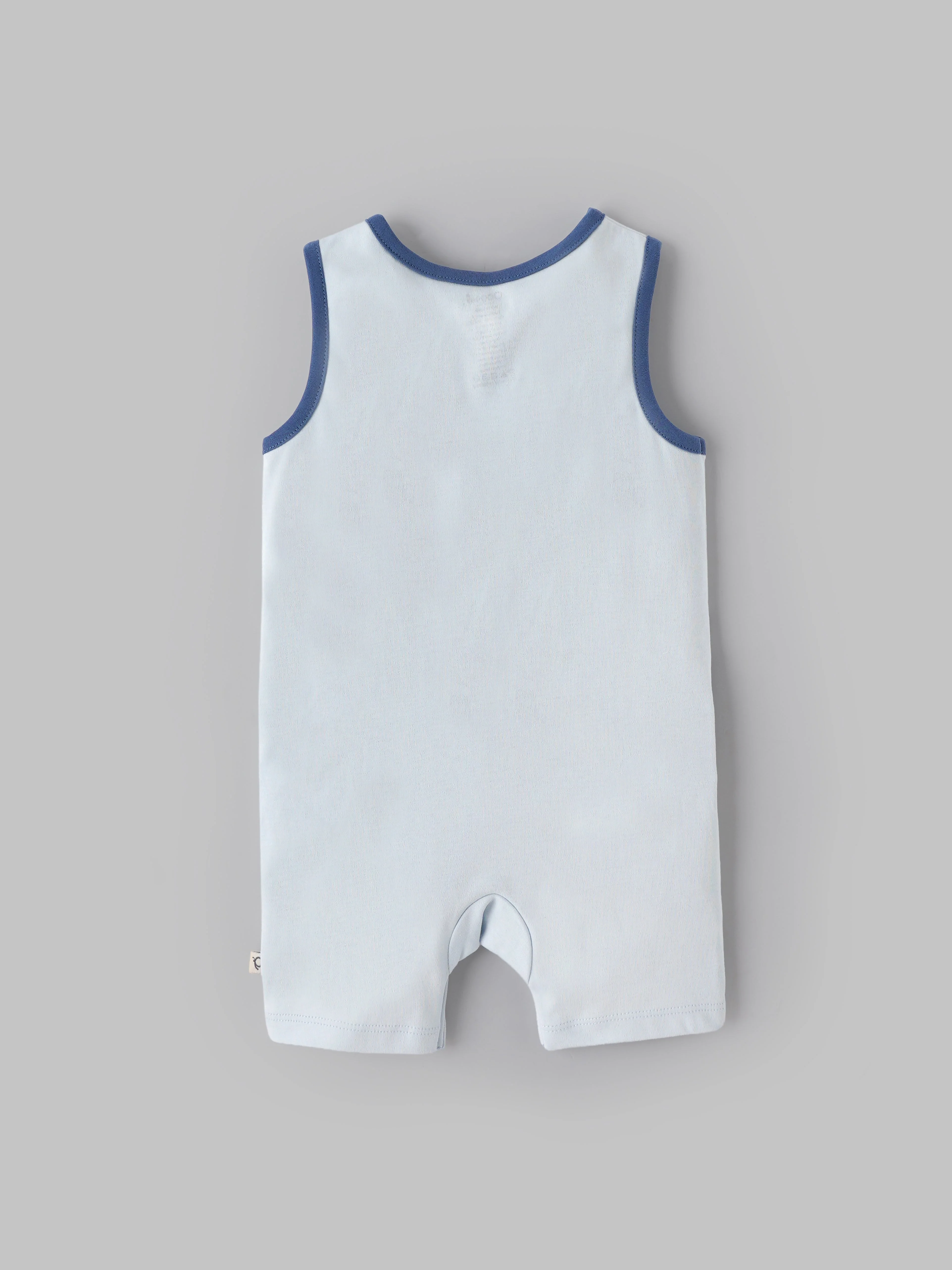 Popees Baby Boys Sleeveless Shark Romper| Light Blue| 3 to 24 Months - Image 3