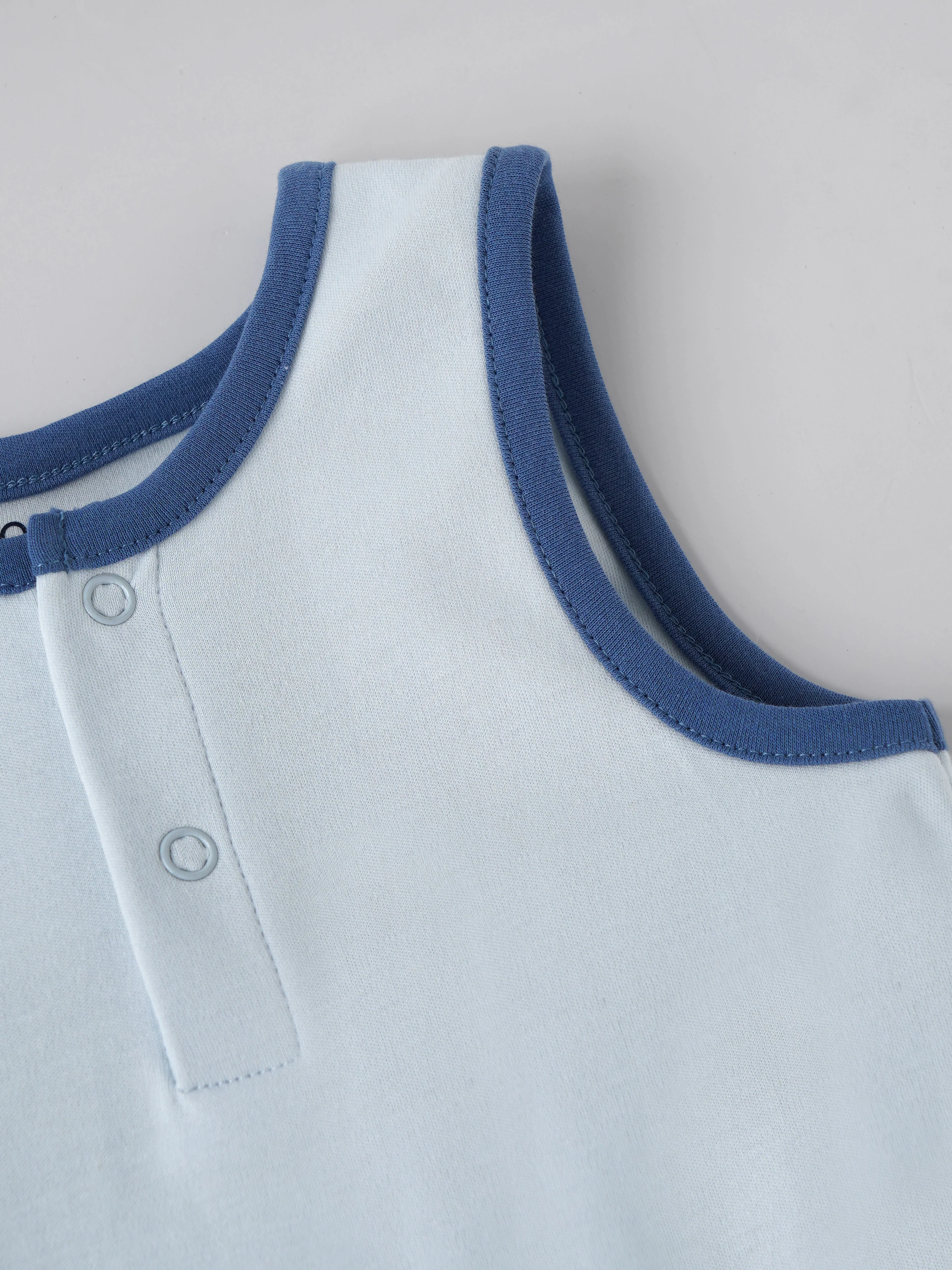 Popees Baby Boys Sleeveless Shark Romper| Light Blue| 3 to 24 Months - Image 4