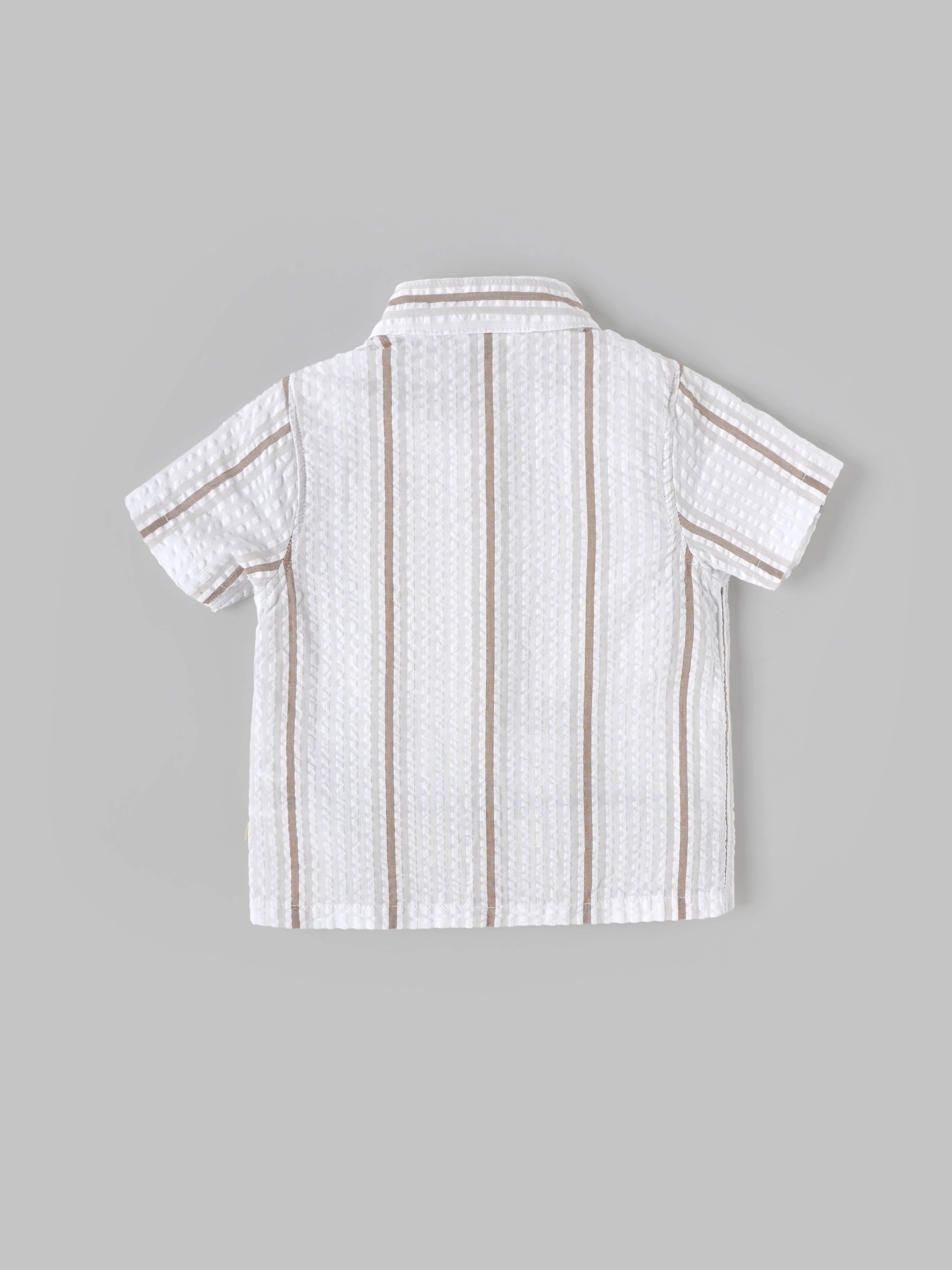 Popees Baby Boys Striped Cotton Half Sleeve Shirt with Mandarin Collar| 3M–24M - Image 2