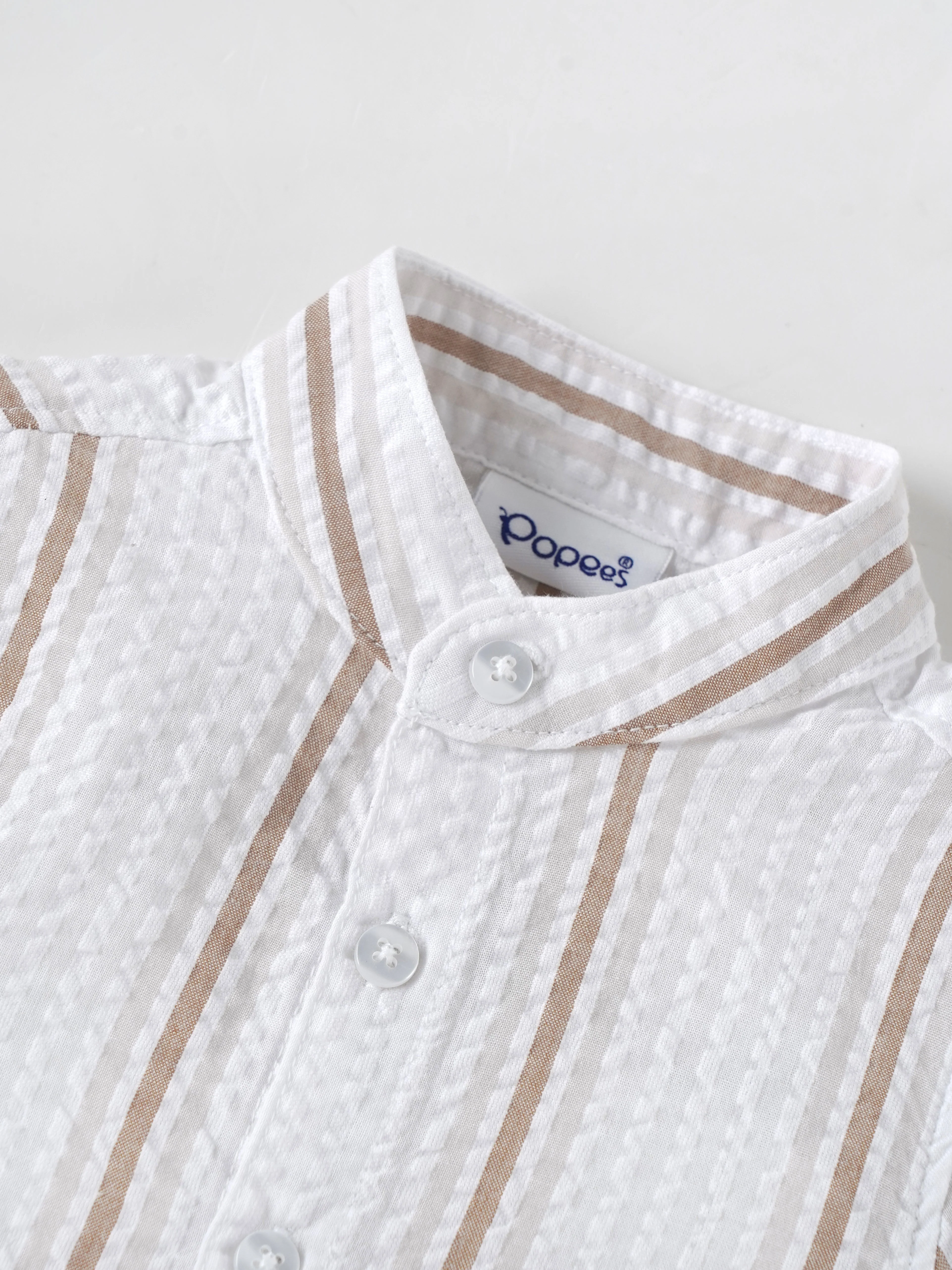 Popees Baby Boys Striped Cotton Half Sleeve Shirt with Mandarin Collar| 3M–24M - Image 3