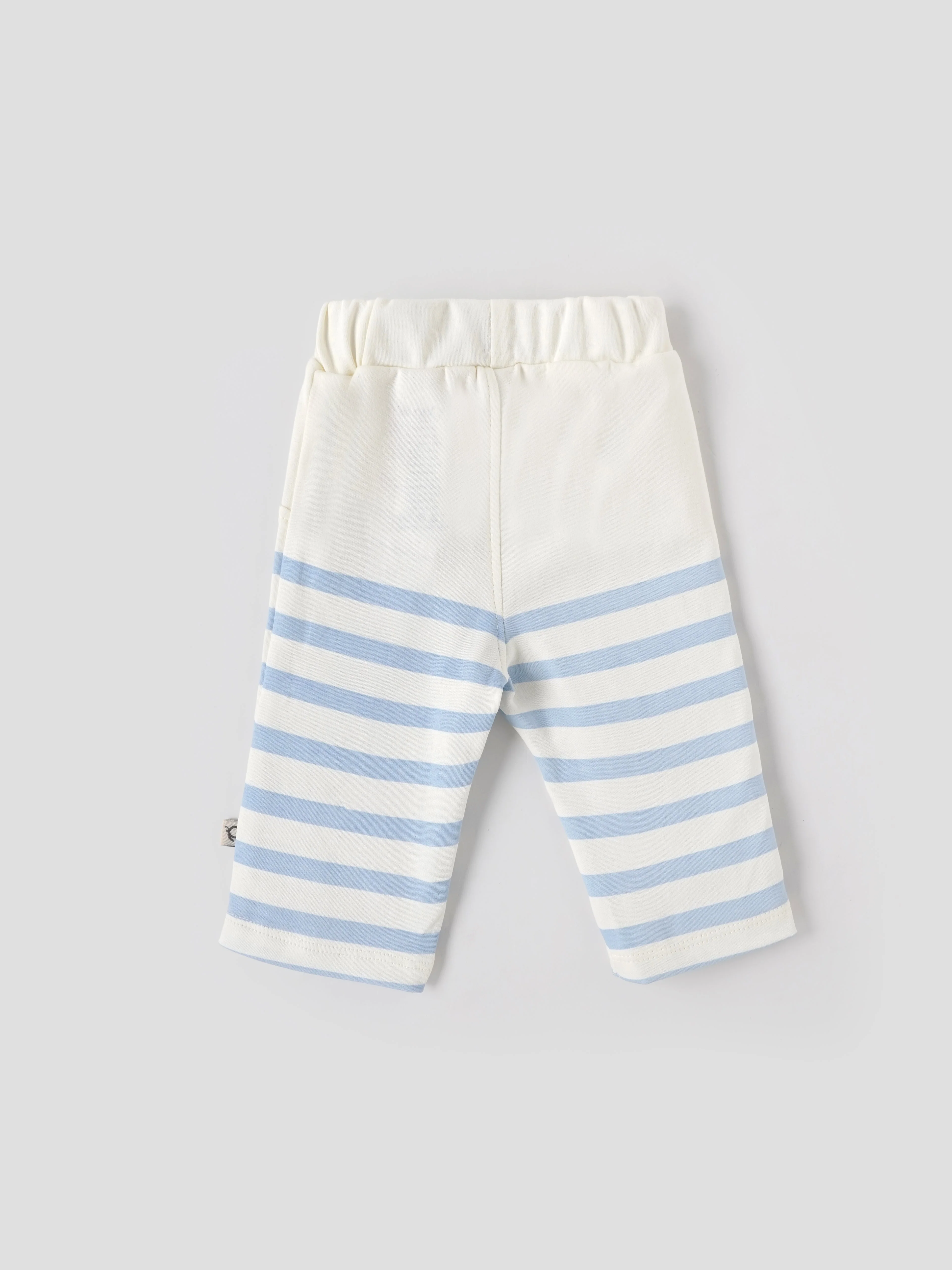 Popees Baby Boys Striped Cotton Blend Full-Length Pants with Elastic Waistband| Newborn to 9 Months - Image 2