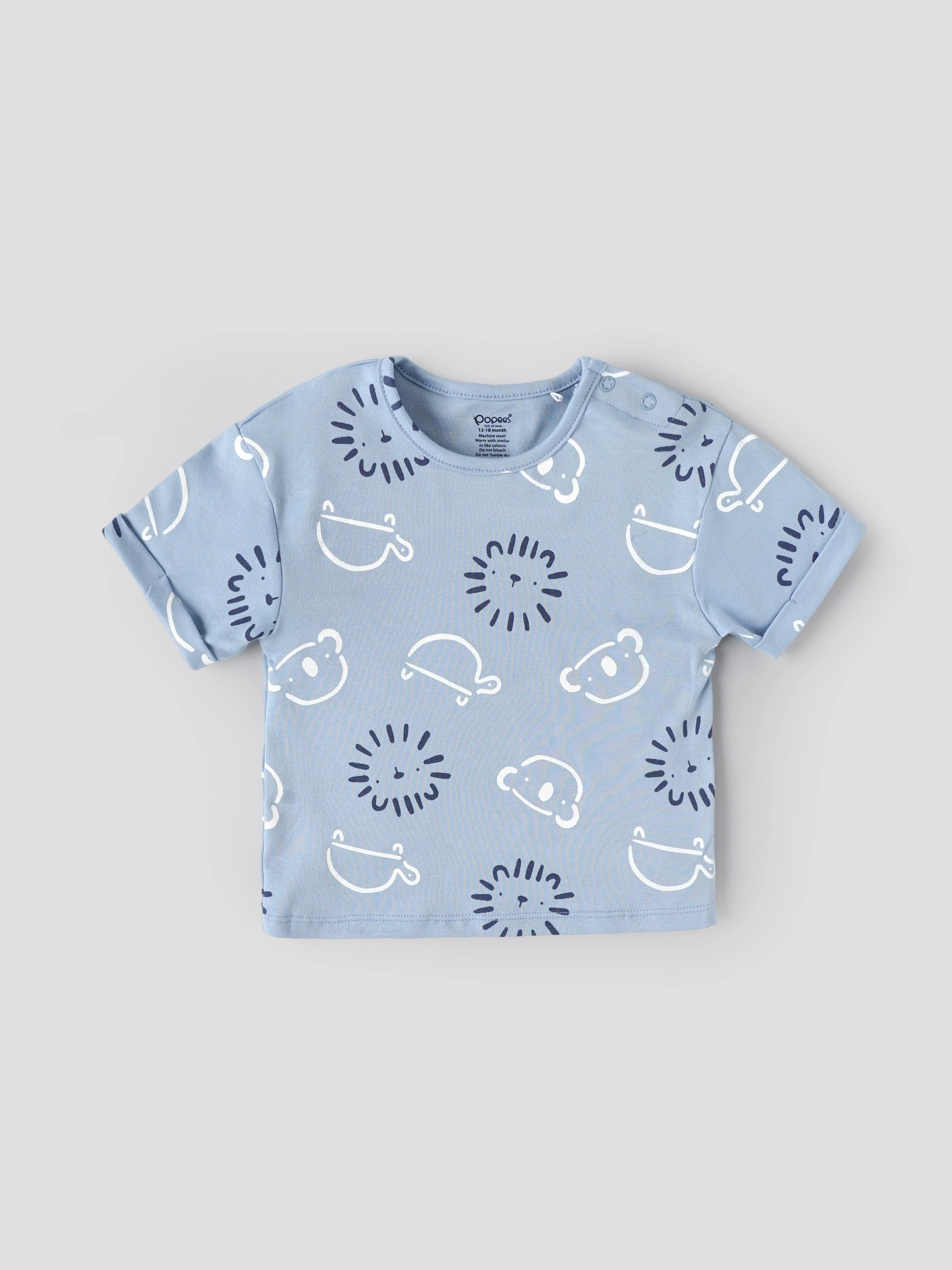 Popees Baby Boys Animal Print T-Shirt & Shorts Set |Cotton Summer Outfit (3M–24M) - Image 2
