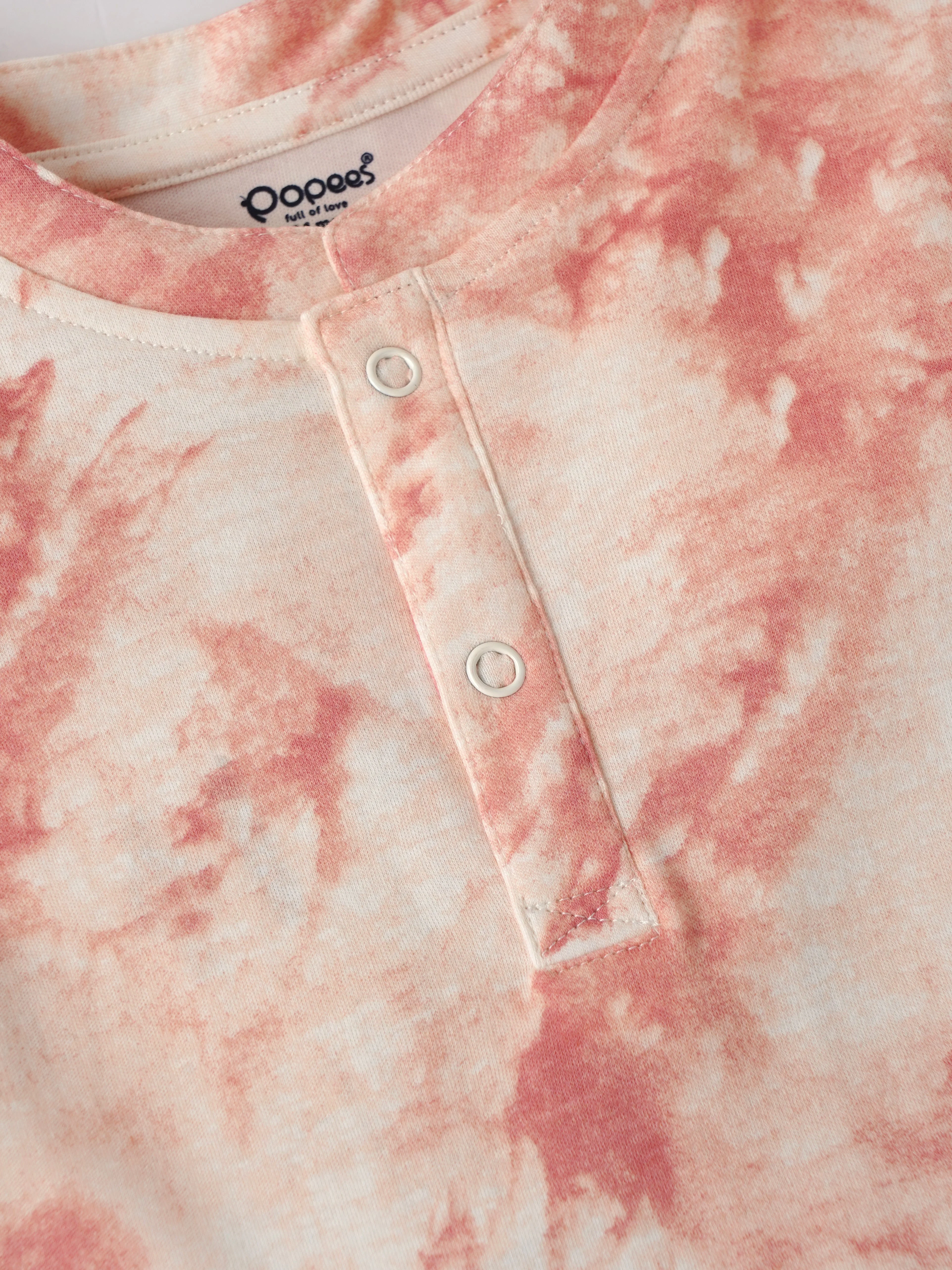 Popees Baby Boys Tie-Dye Cotton T-Shirt with Front Snap Buttons| 3–24 Months - Image 3