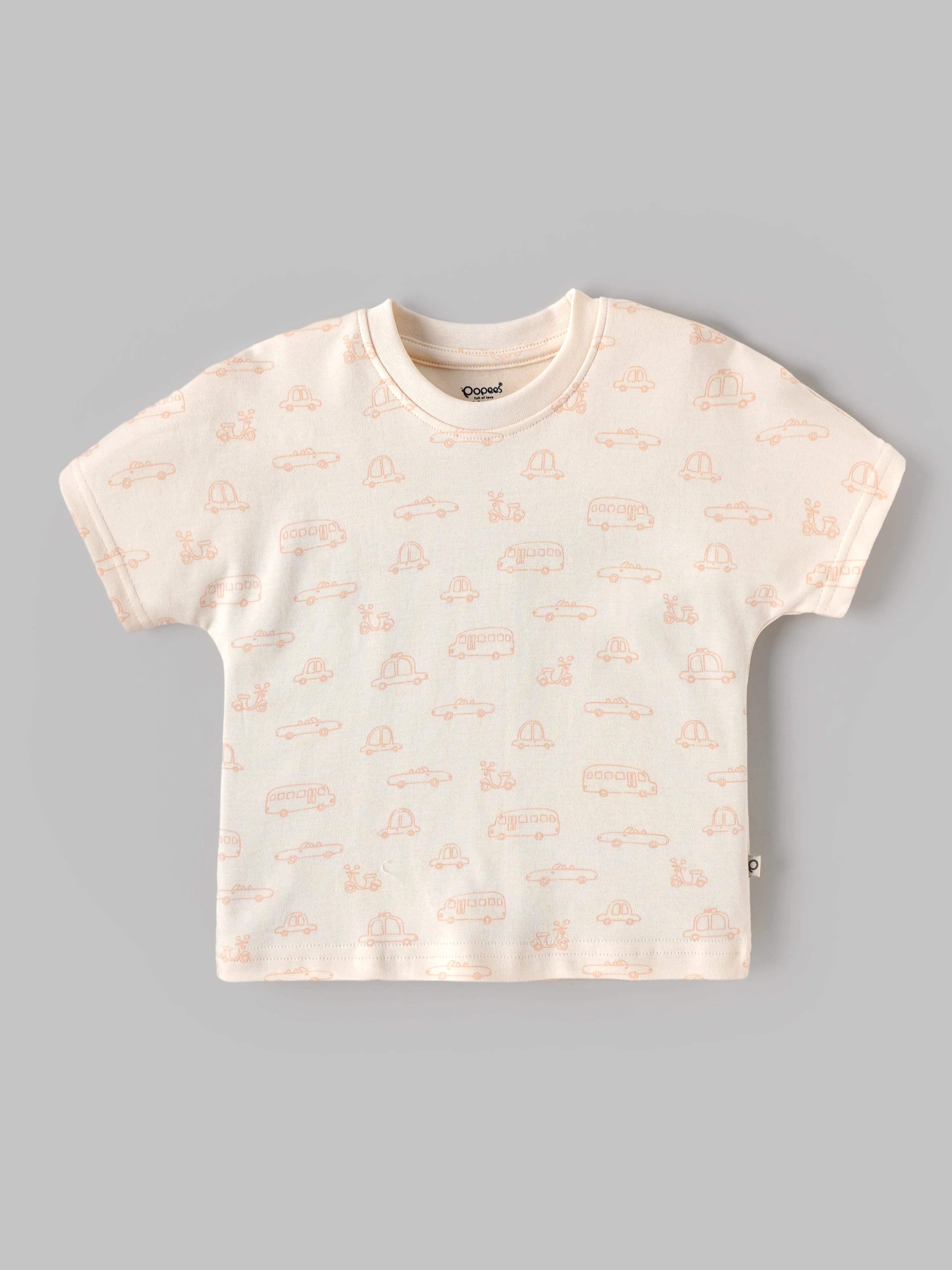 Popees Baby Boys Vehicle Print Half Sleeve T-Shirt | Soft Cotton Crew Neck Tee |  9 Months- 4 Years