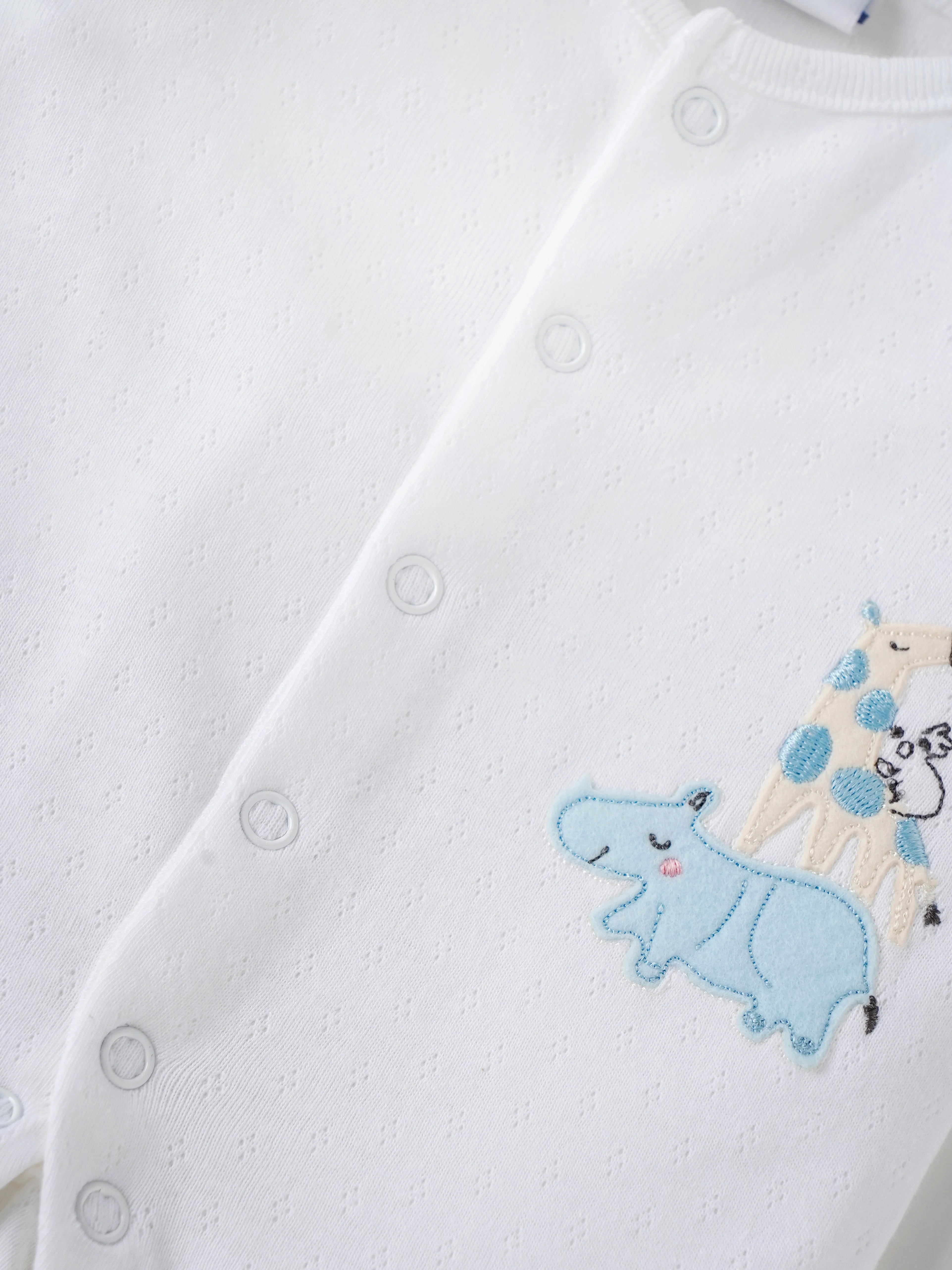 Popees Baby Boys White Cotton Full-Length Sleepsuit| Tiny Baby, Newborn to 6 Months - Image 3