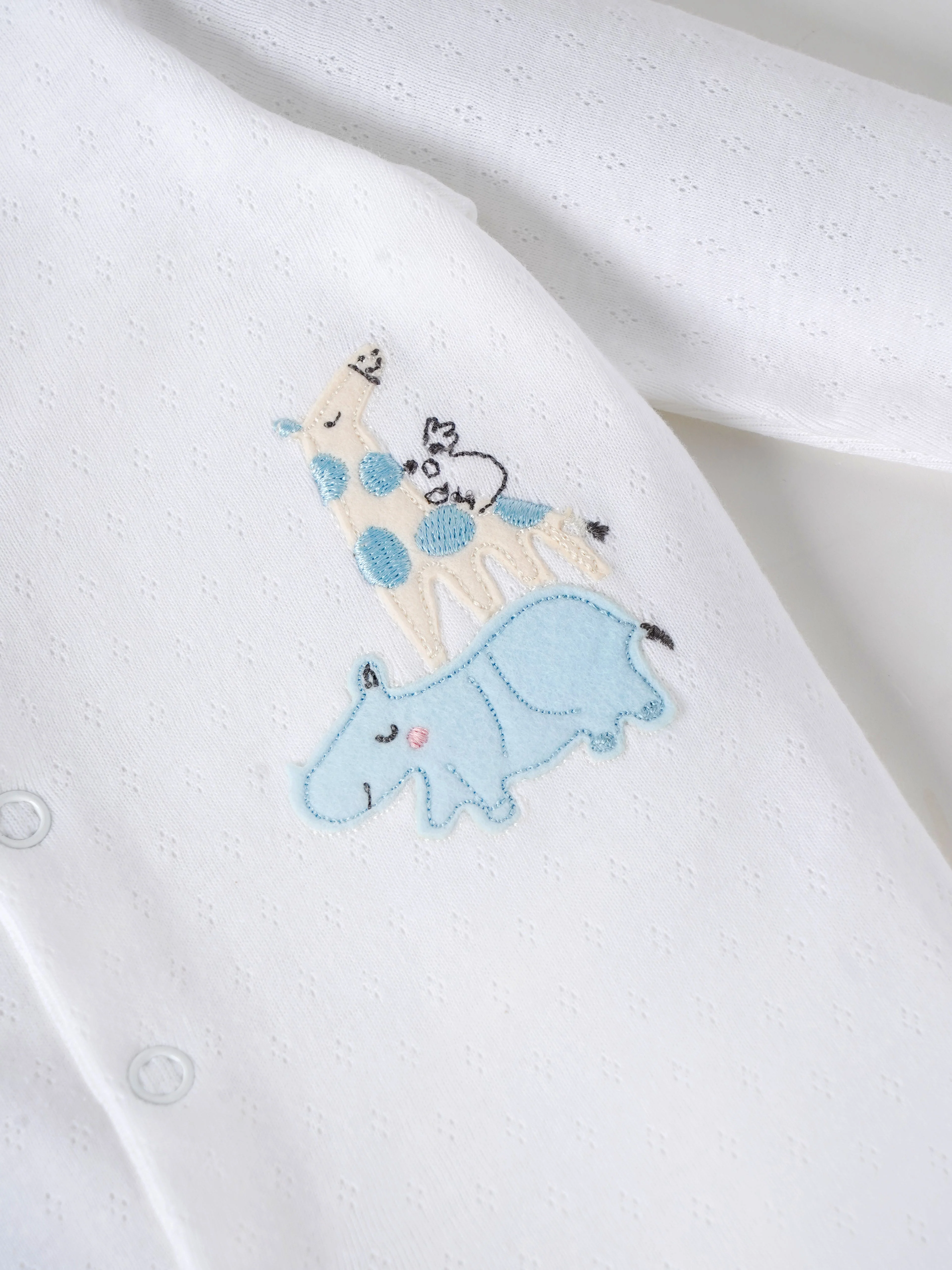 Popees Baby Boys White Cotton Full-Length Sleepsuit| Tiny Baby, Newborn to 6 Months - Image 4
