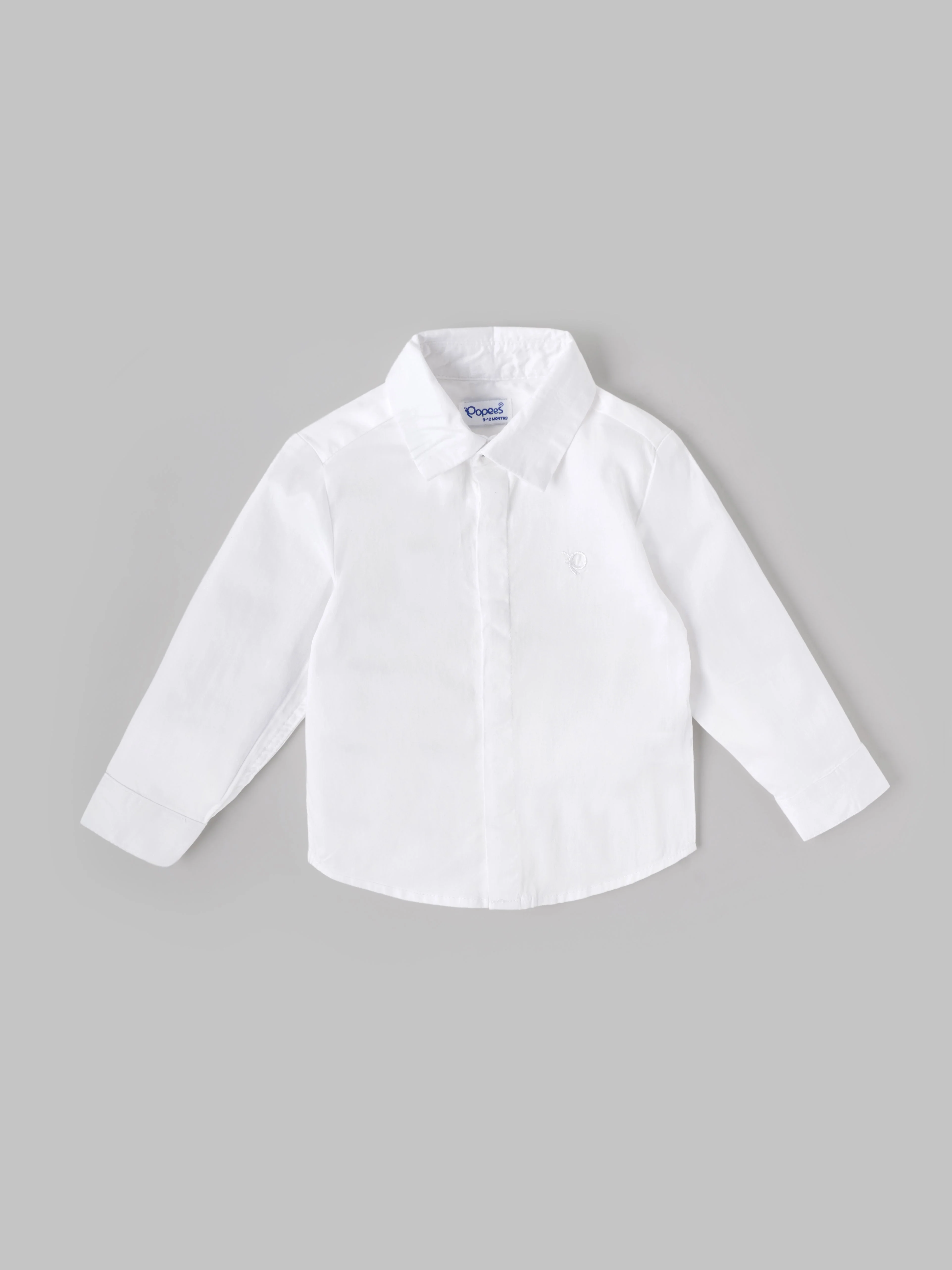 Popees Baby Boys White Full Sleeve Formal Shirt| 9 Months to 4 Years
