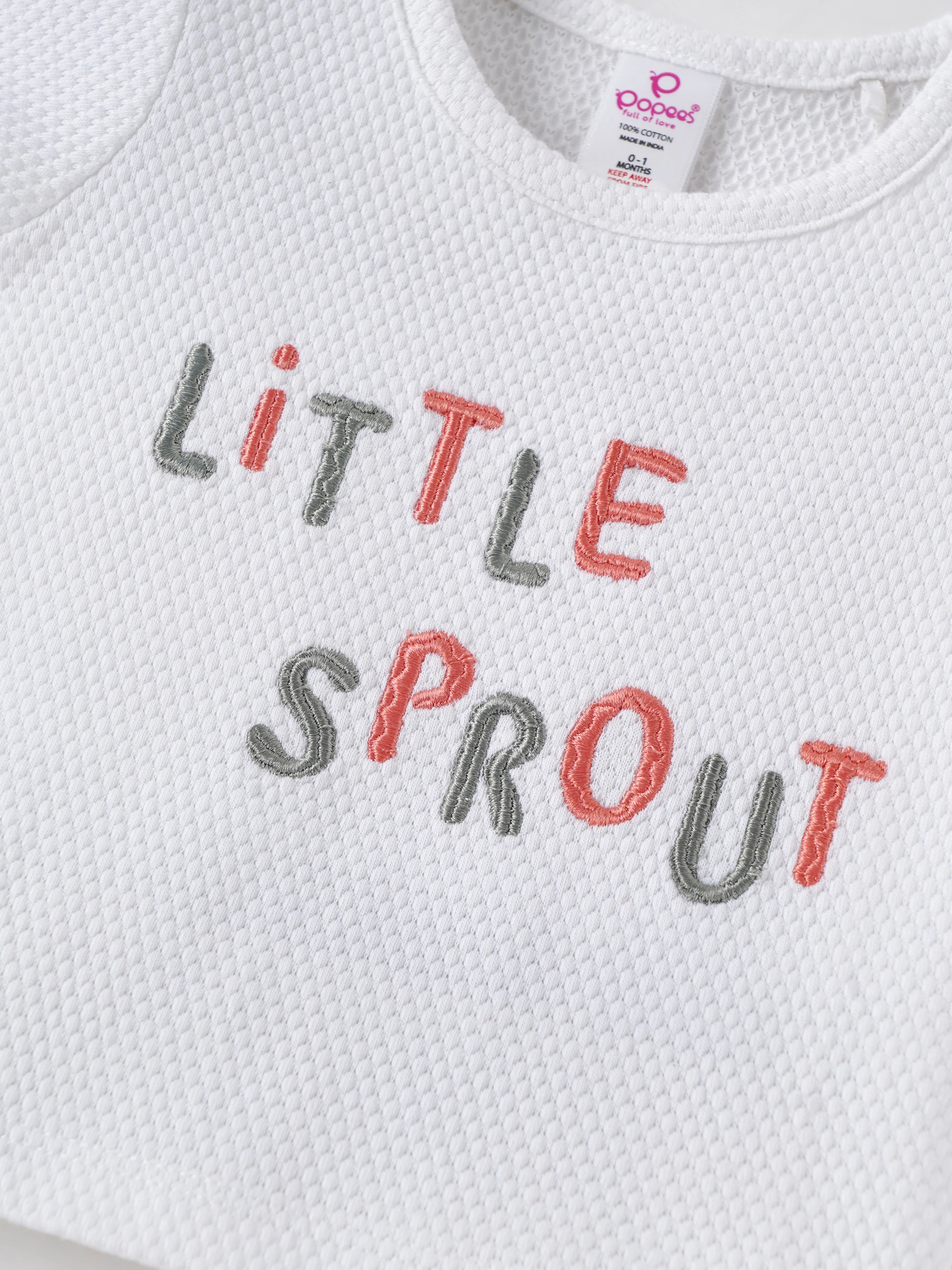 Popees Baby Boys White “Little Sprout” T-Shirt| Newborn to 9 Months - Image 4