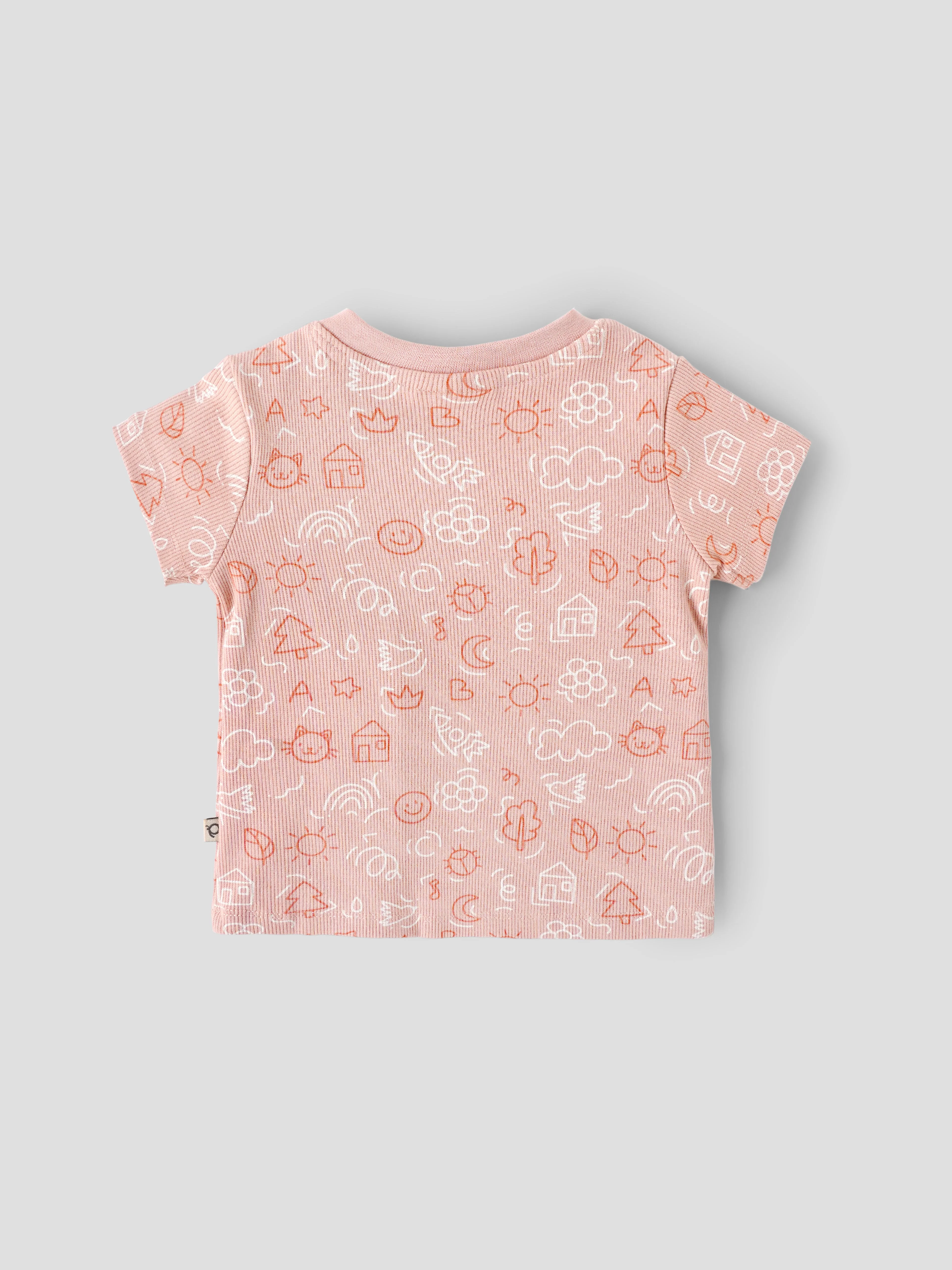 Popees Baby Girl Cotton T-Shirt – Peach Doodle Print |Newborn to 9 M - Image 2