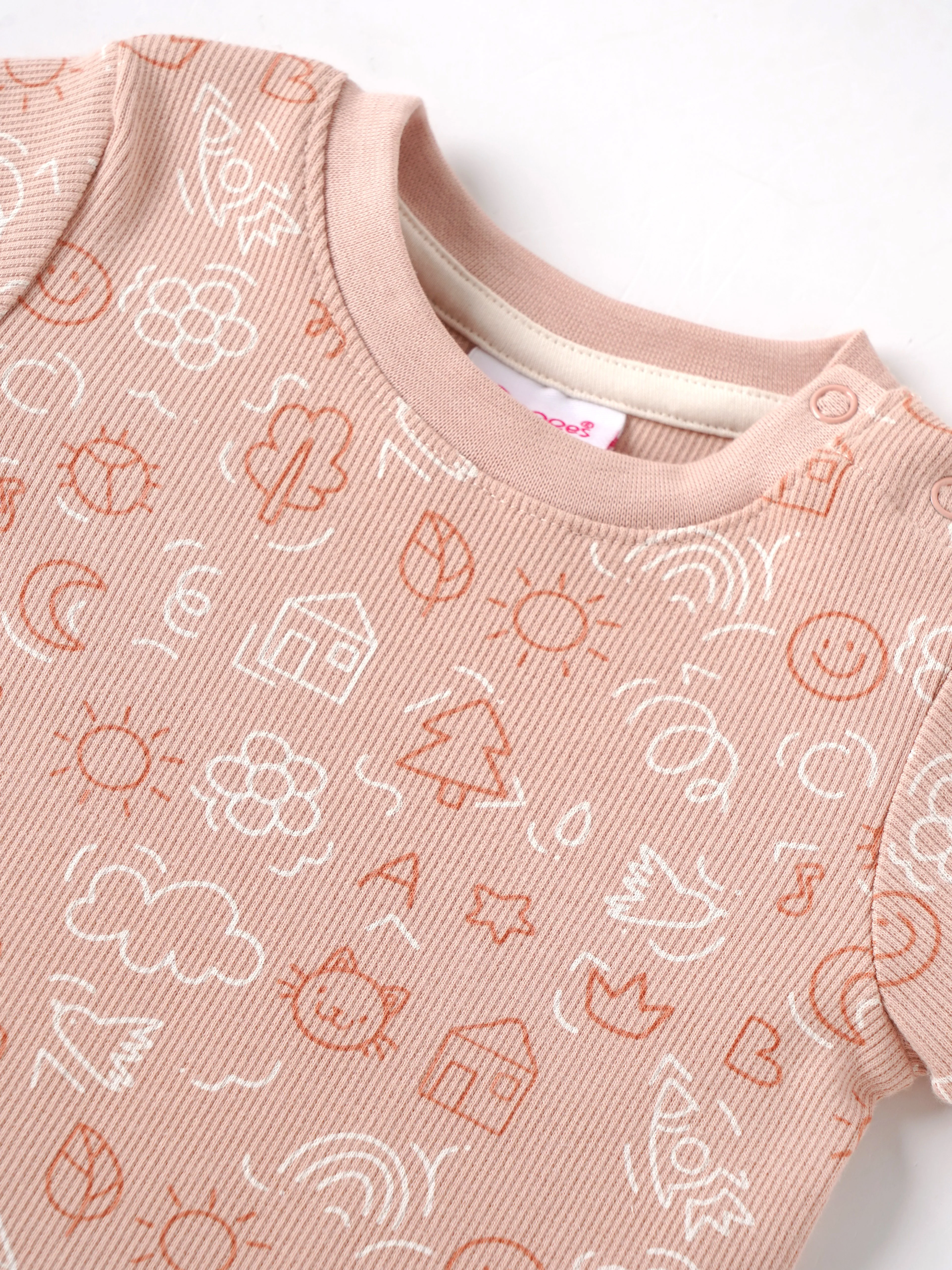 Popees Baby Girl Cotton T-Shirt – Peach Doodle Print |Newborn to 9 M - Image 3